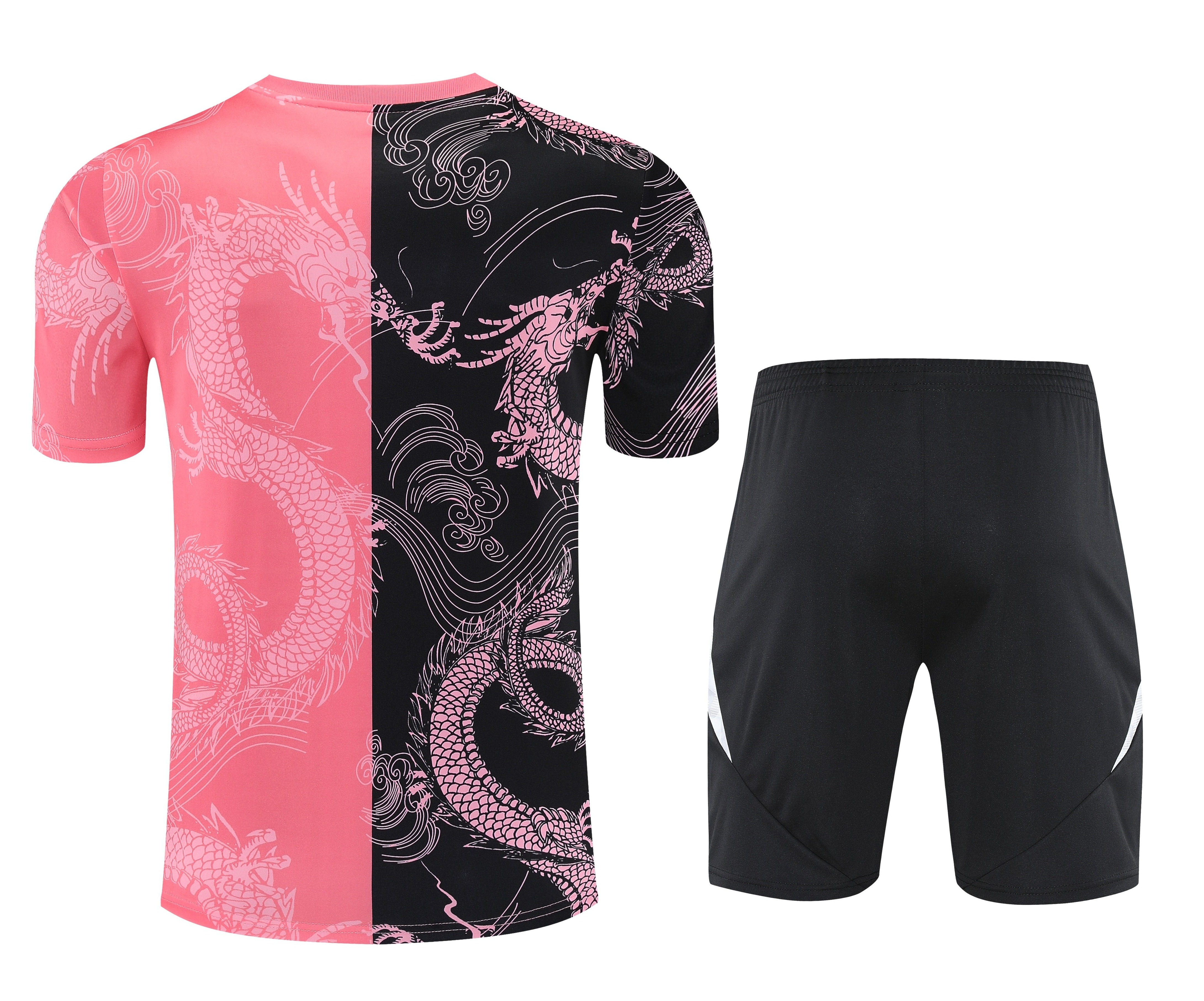 2025-26 Real Madrid short-sleeved training suit black pink Jersey - Adult Set