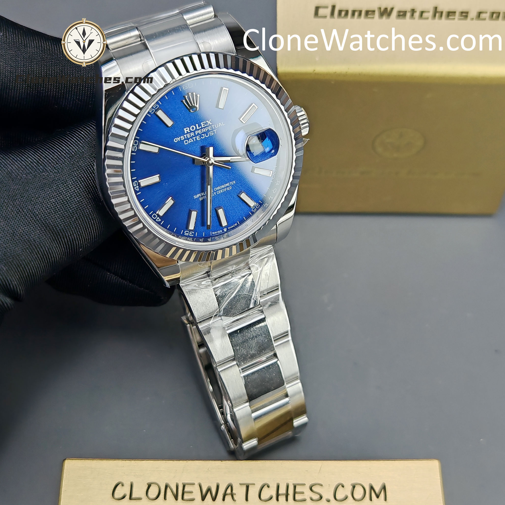 Rolex Super Clone Watches 1:1 DateJust Blue Dial m126334-0001 Oyster 41MM 3235 Movement