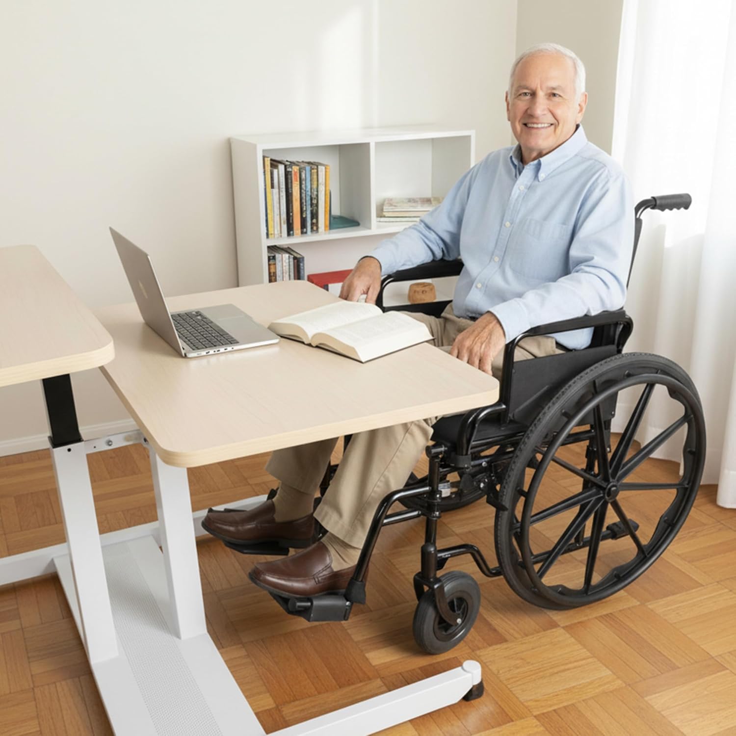 Table de lit médicale roulettes forme C tablette réglable usage lit handicapés double