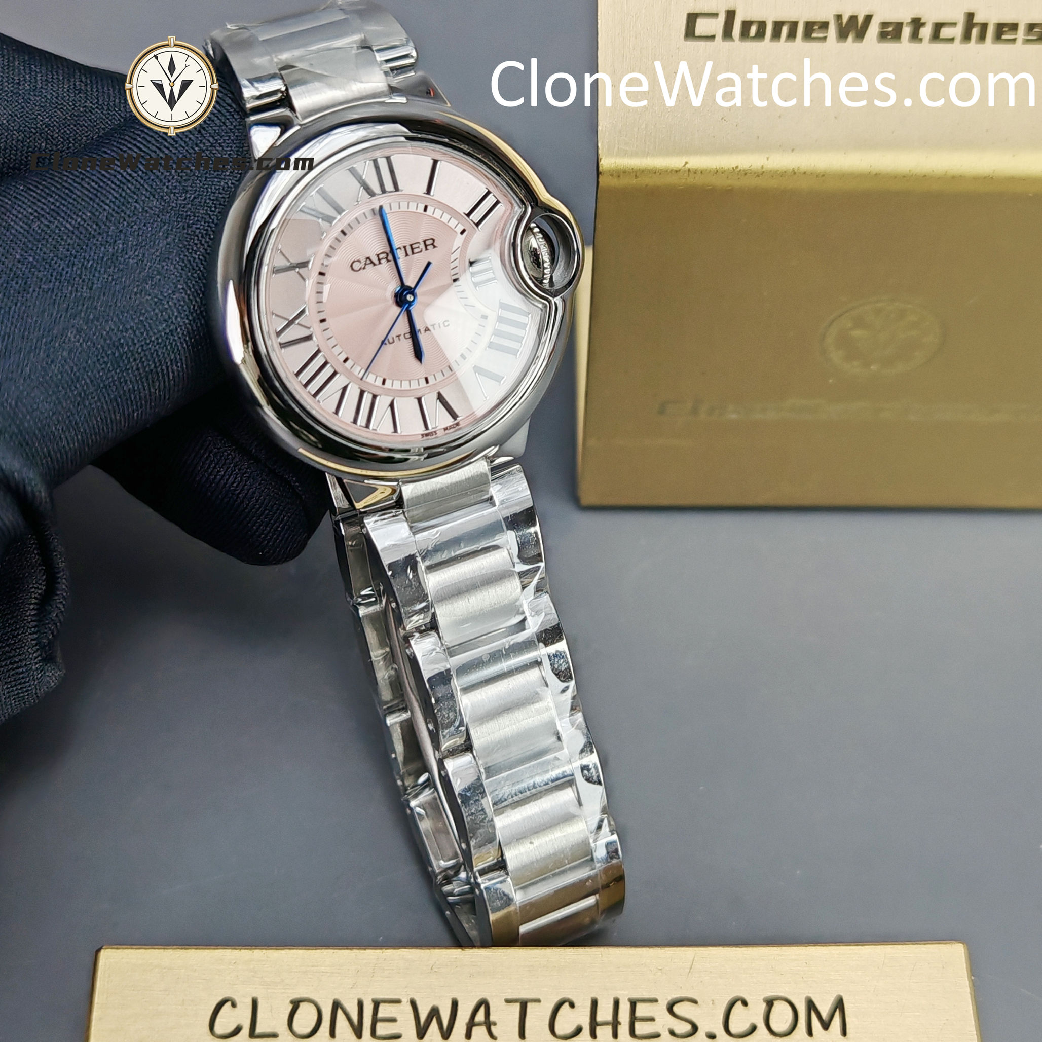 Cartier Super Clone Watches 1:1 Ballon Bleu de WSBB0068 Pink Dial Roman Scale 33mm