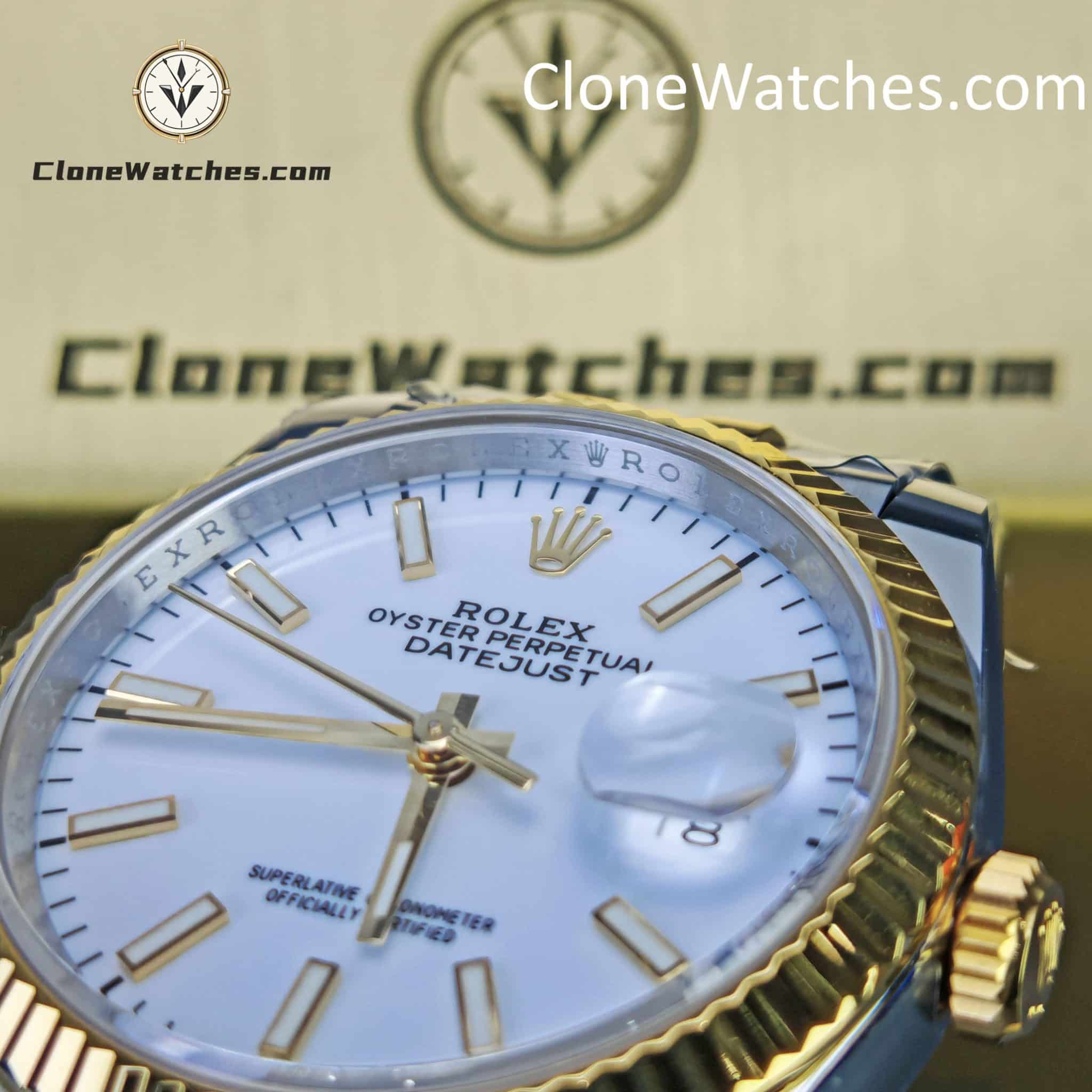 Rolex Super Clone Watches 1:1 DateJust m126233-0019 White Dial Jubilee 36MM 3235 Movement