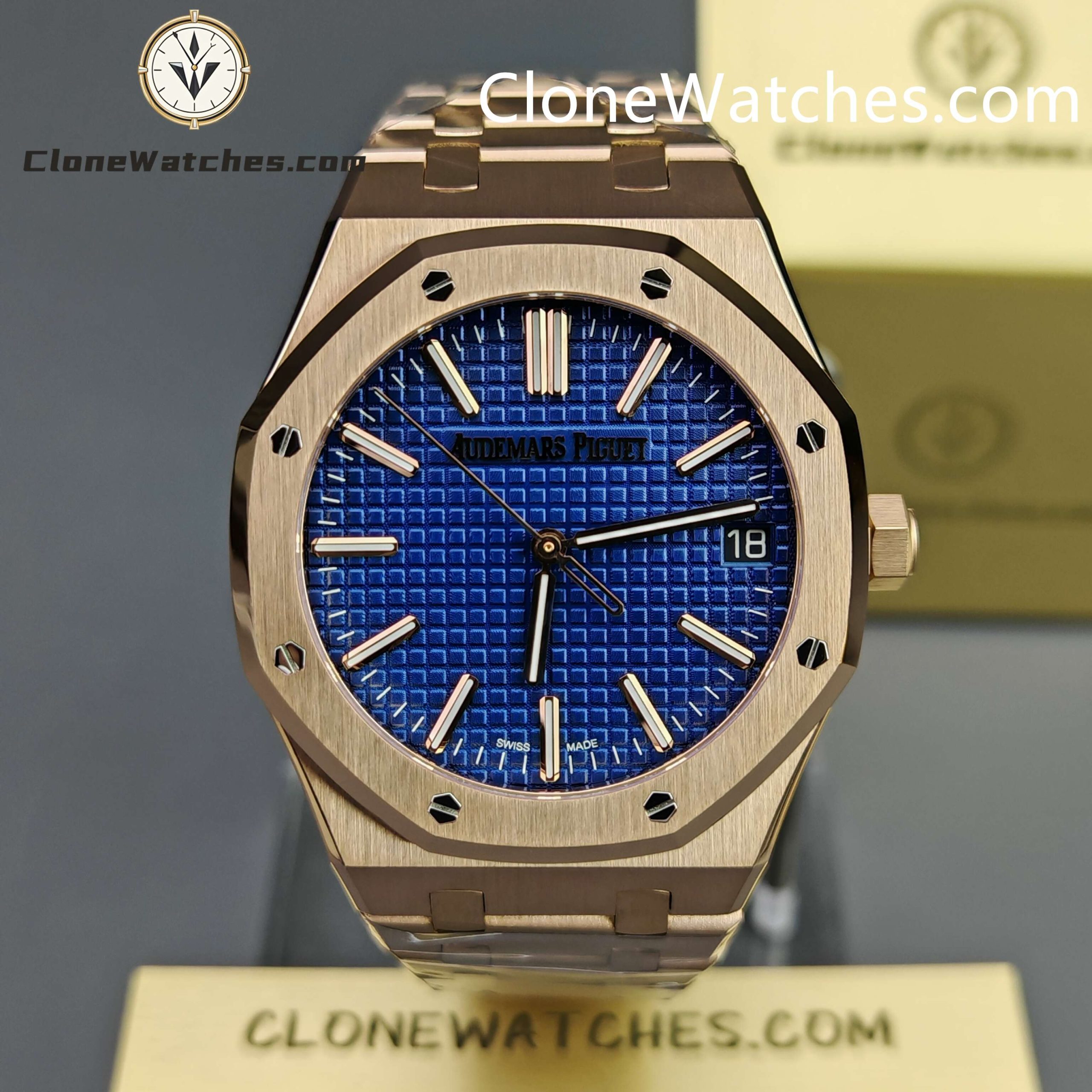 Audemars Piguet Super Clone Watches 1:1 Royal Oak 15510 Rose Gold Blue Dial 41MM
