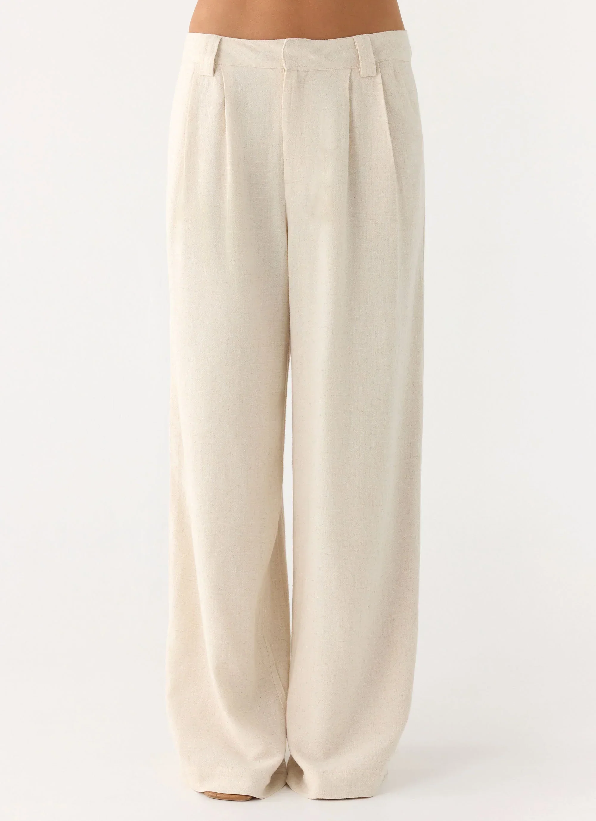 Delong Low Rise Linen Pants - Oatmeal