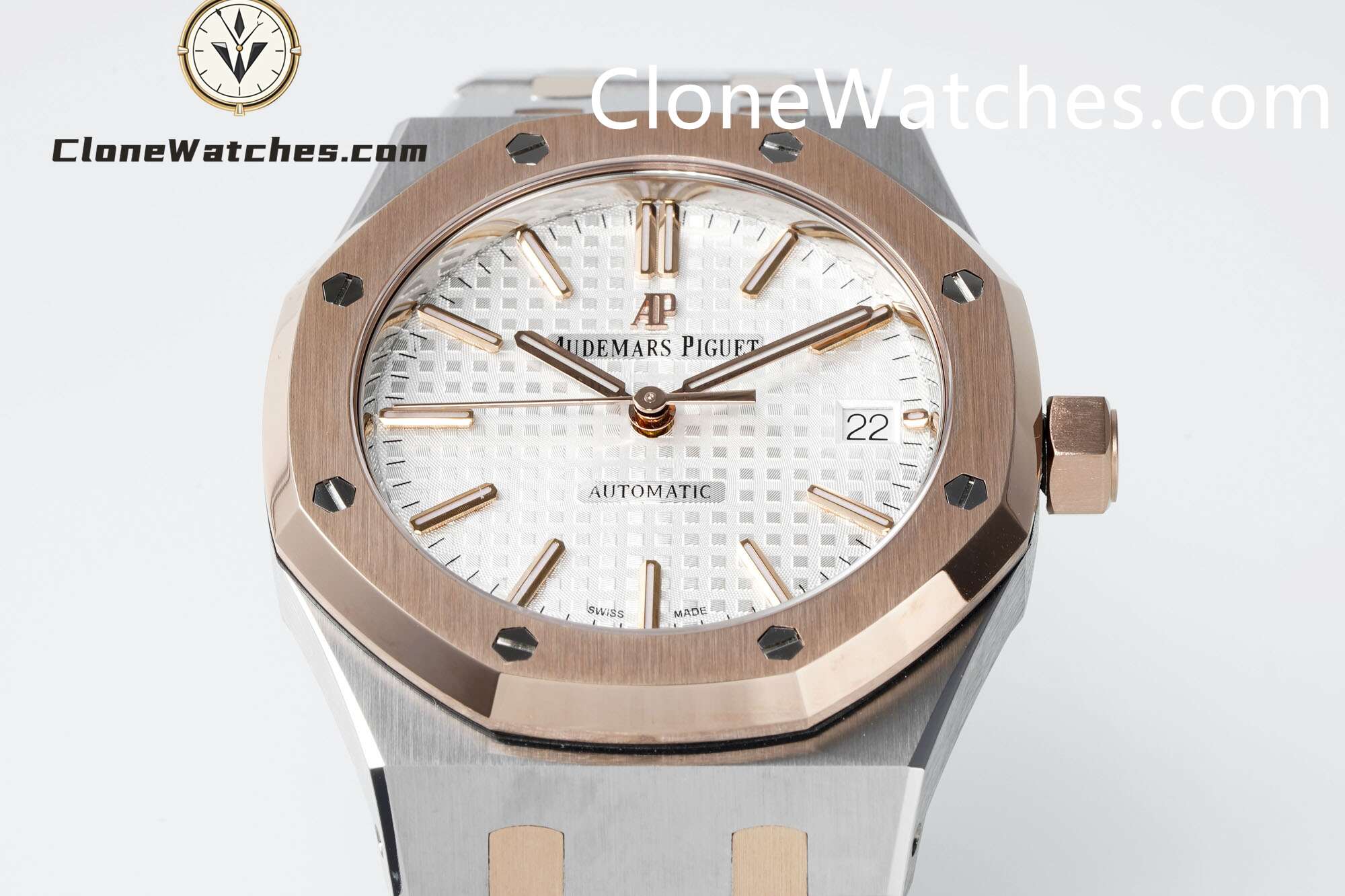 Audemars Piguet Super Clone Watches 1:1 Royal Oak Rose Gold 15450SR White Dial 37MM