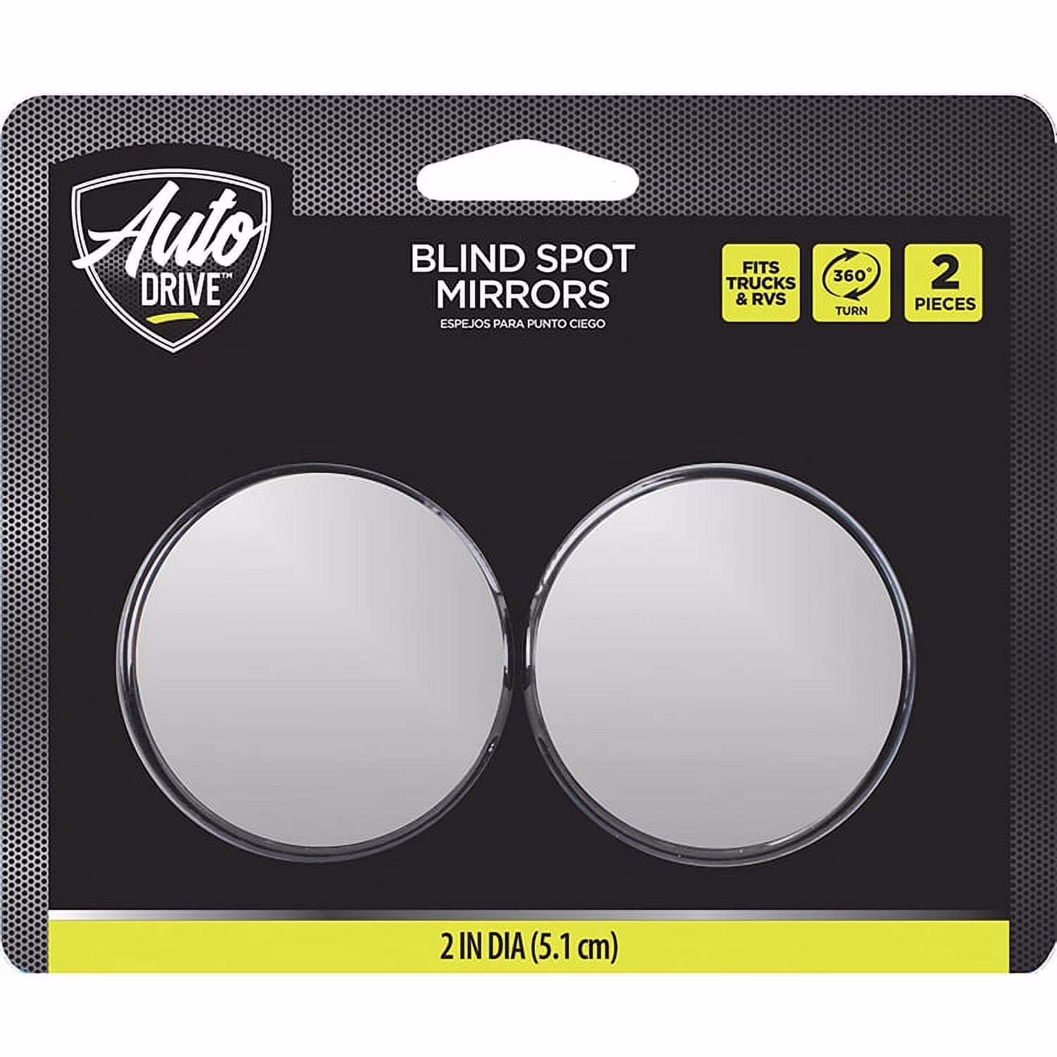 Auto Drive Small Blind Spot Mirrors, Pack of 2, Universal Fit, Black