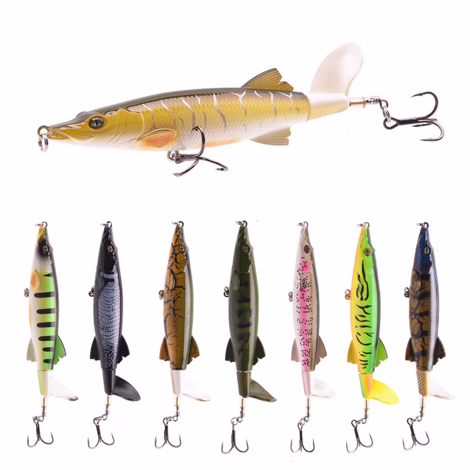 Bisitoy Topwater Fishing Lures, Excellent Hookup Ratio with Propeller Action
