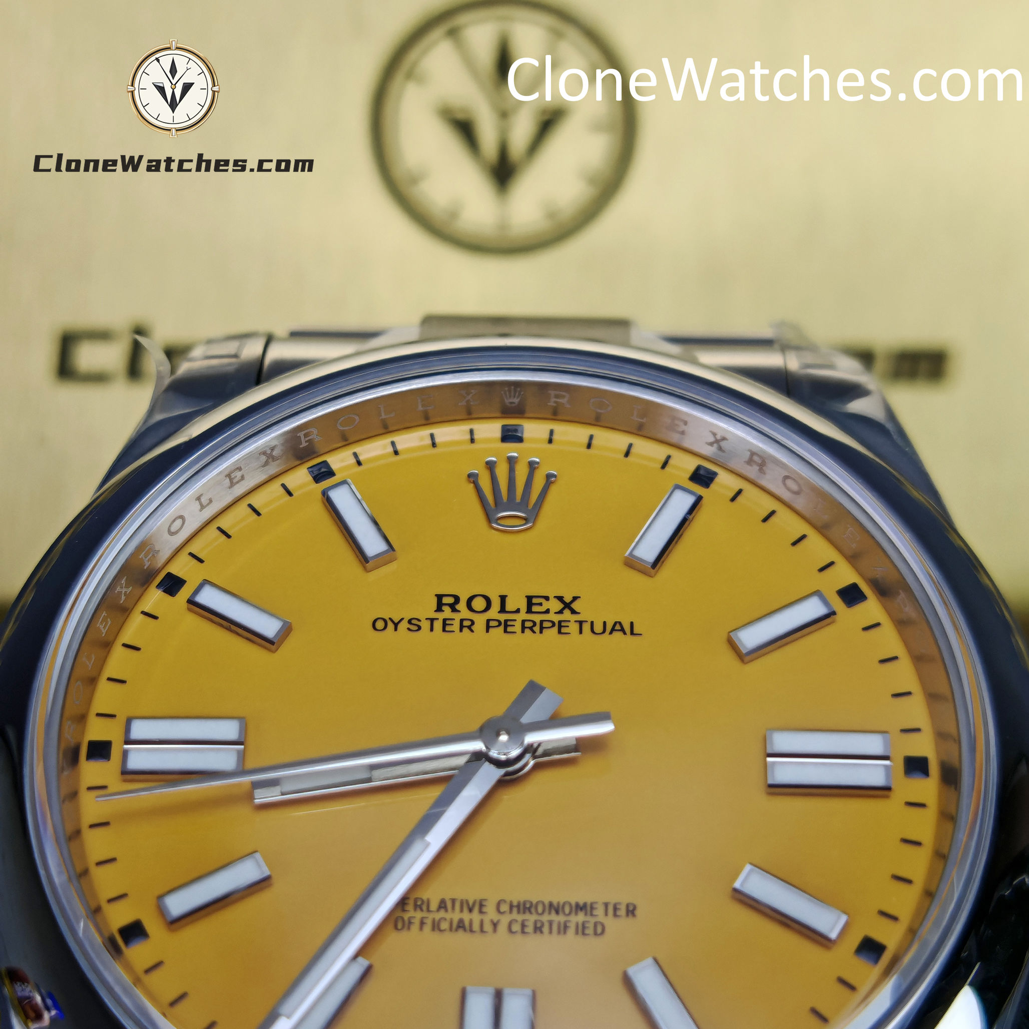 Rolex Super Clone Watches 1:1 Oyster Perpetual Yellow Dial 41mmm124300-0004 3230 Movement