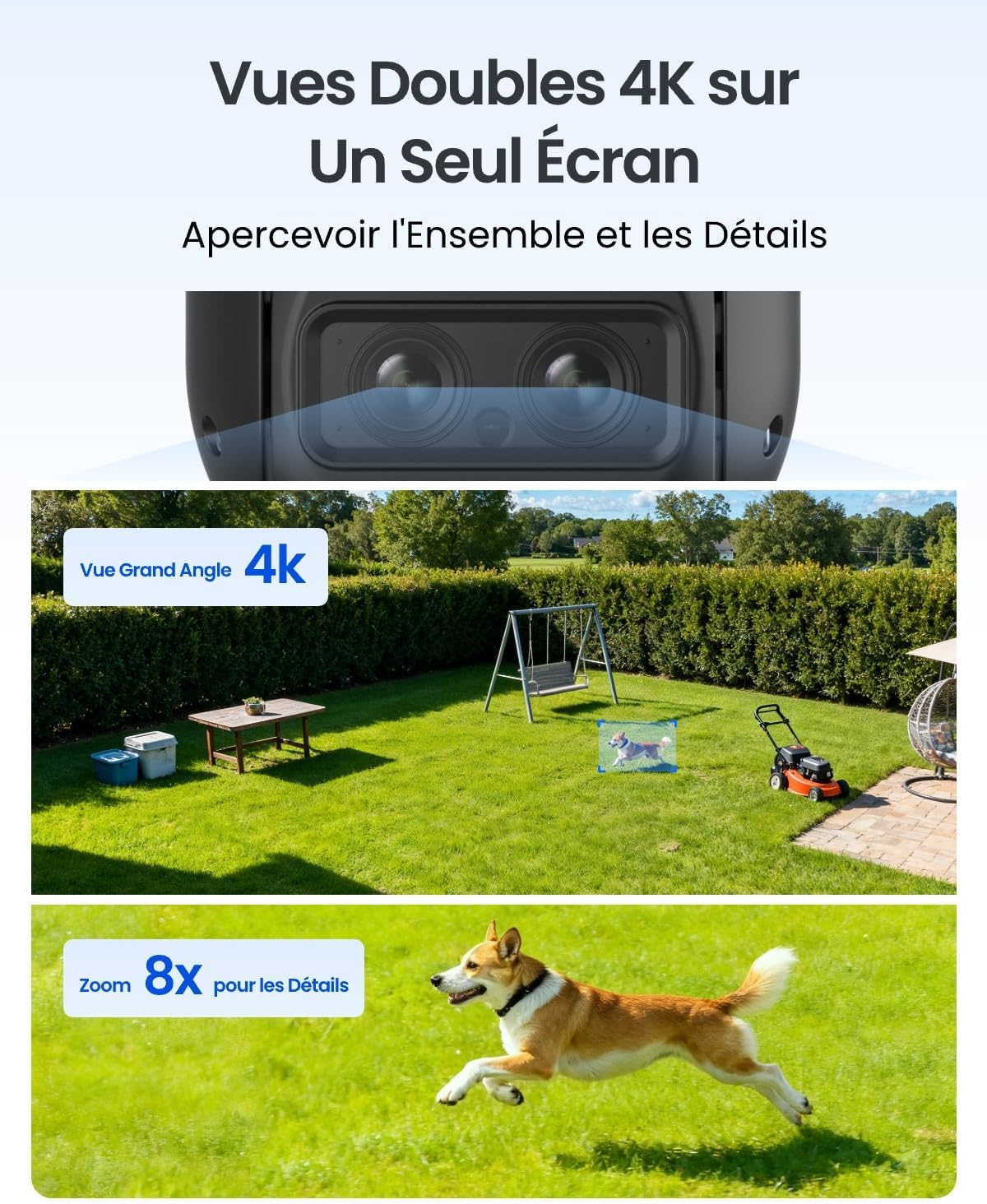 Caméra solaire 4K PTZ WiFi zoom 8X double objectif autonomie 180 jours