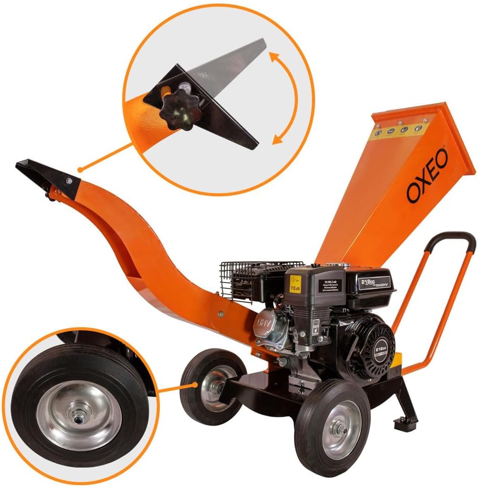 Broyeur végétaux thermique 7 CV diamètre 6,5 cm moteur 212 cm3 4 temps