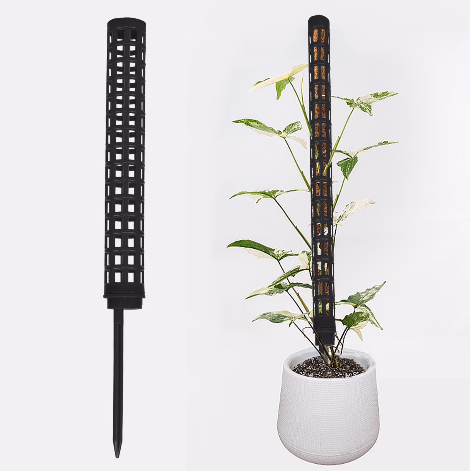 Green Ivy Moss Pole for Climbing Plants 16" Vertical Support Stick for Monstera,Pothos & Vines Expable Modular Semi-Cylindrical Water Retention Indoor/Outdoor Use Plastic Moss Column