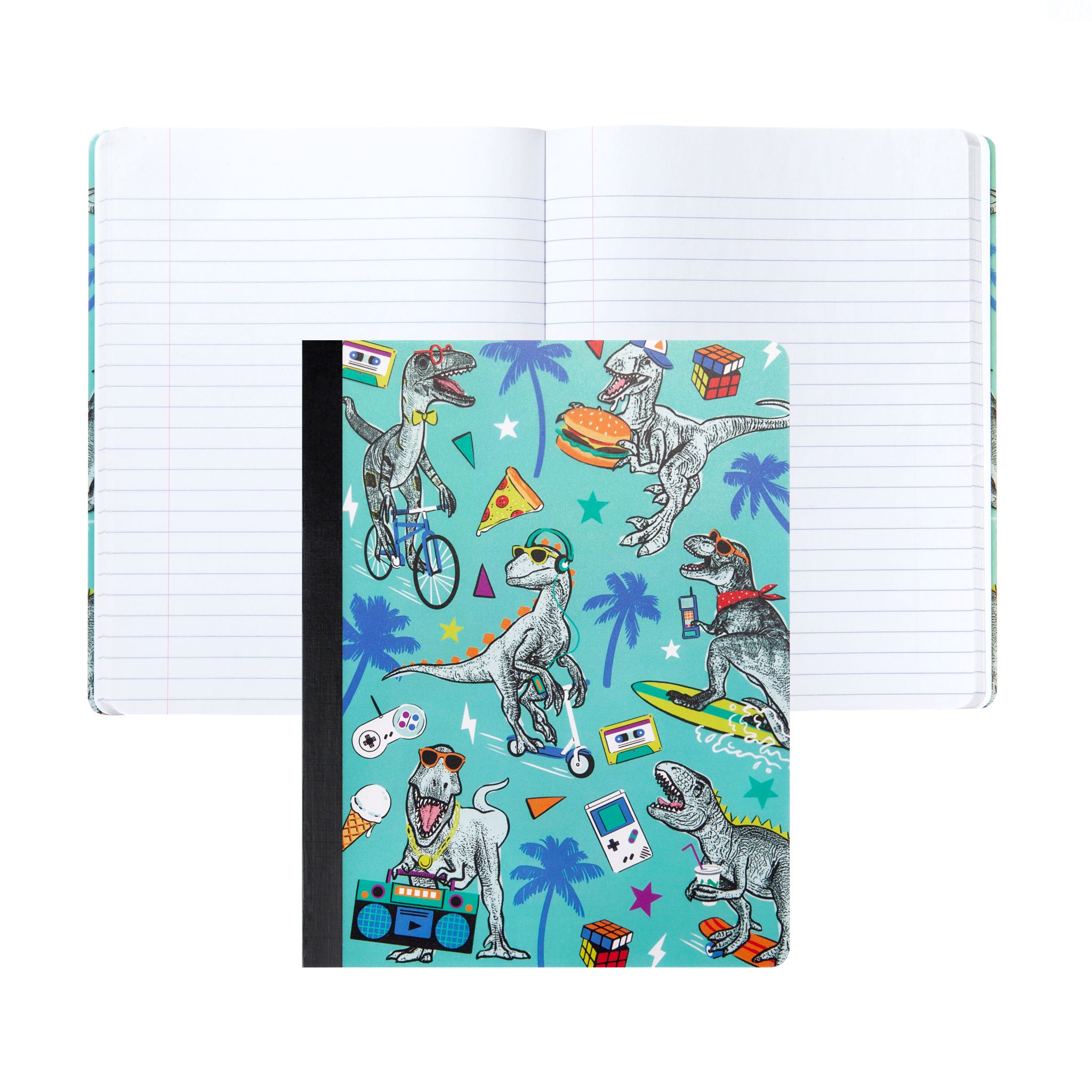 Mintgreen Journal, Composition Book, Wide Ruled, 80 Sheets, Recycled Paper, Dinosaurs