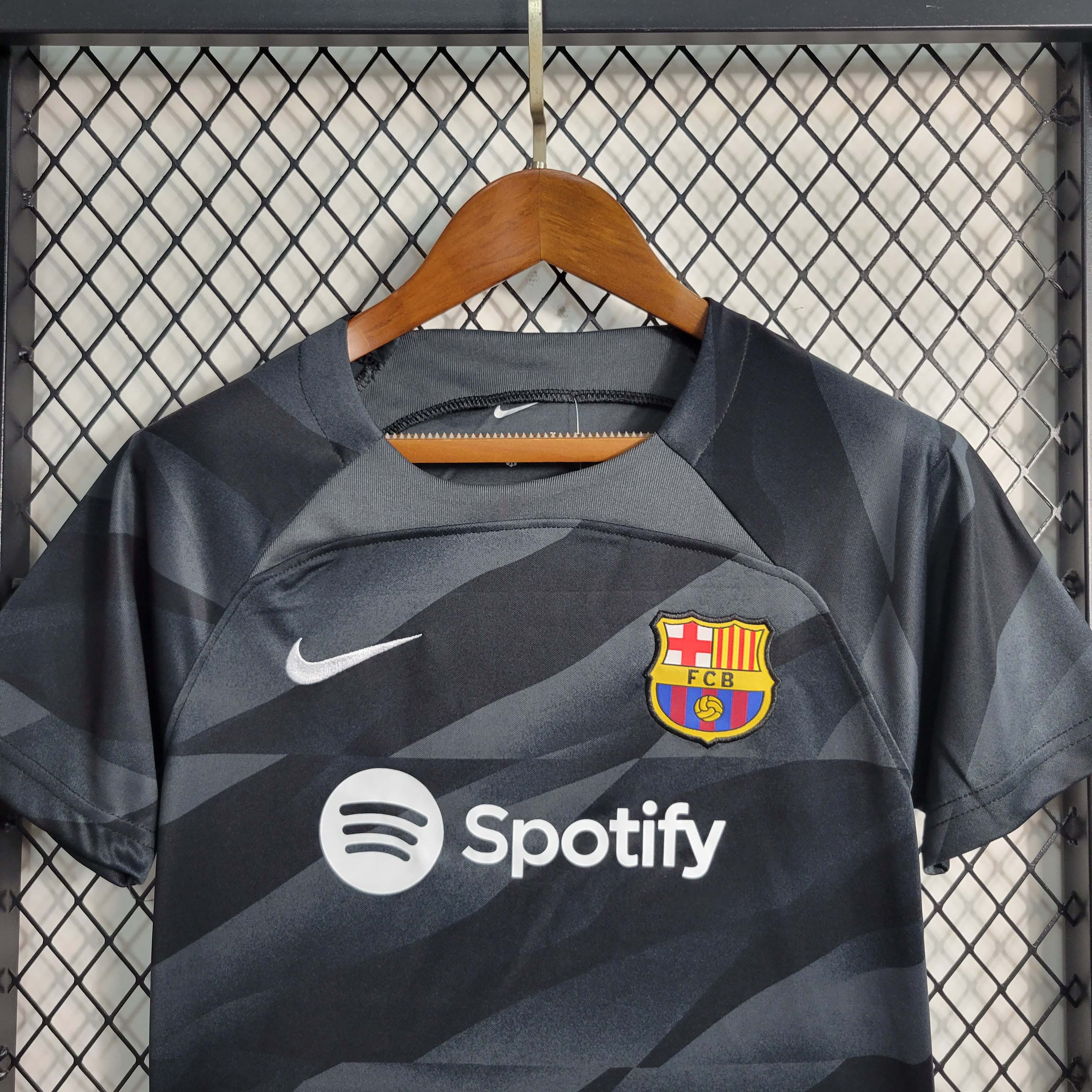 2023/2024  Barcelona Goalkeeper Black Football Shirt 1:1 Thai Quality Kids Size