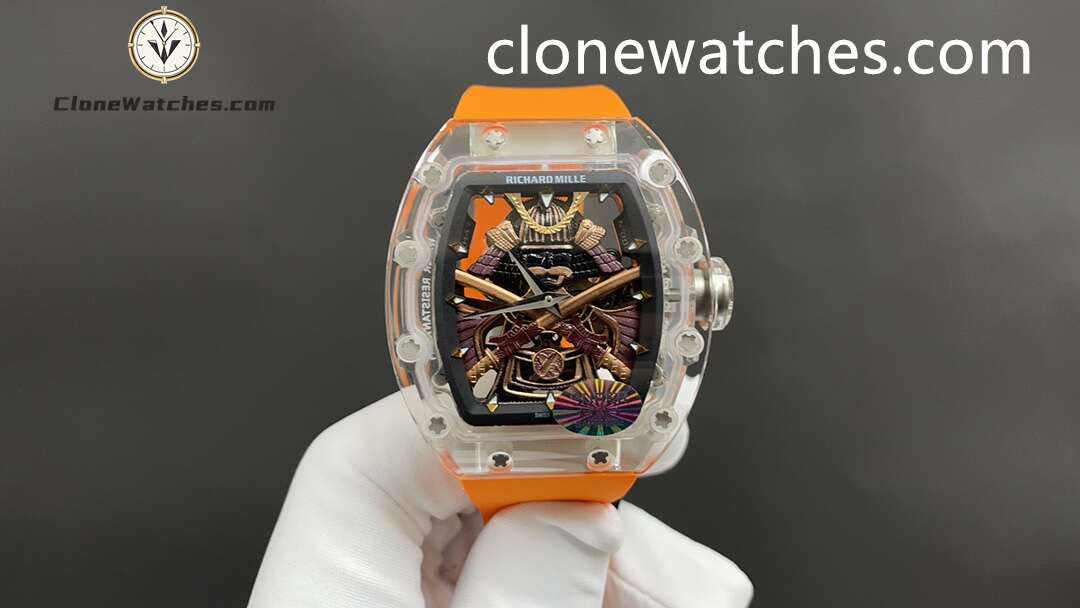 Richard Mille Super Clone Watches 1:1 RM 47 Full Transparent Tourbillon Orange Strap