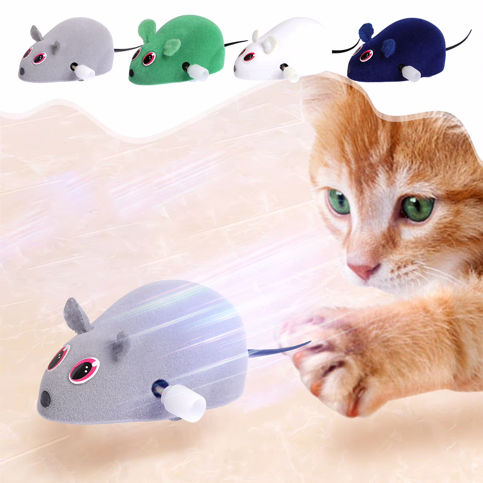 kladzum Down Simulation Mouse Toy for Cats Flocking Wind Up Clockwork Mouse Suitable for Cats To Relieve Boredom