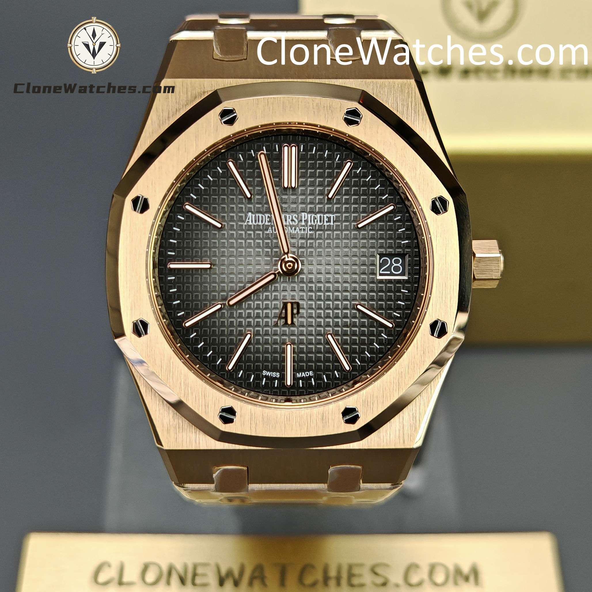 Audemars Piguet Super Clone Watches 1:1 Royal Oak”Jumbo” Extra-Thin “50th Anniversary” 16202 Smoked Grey Dial 39MM