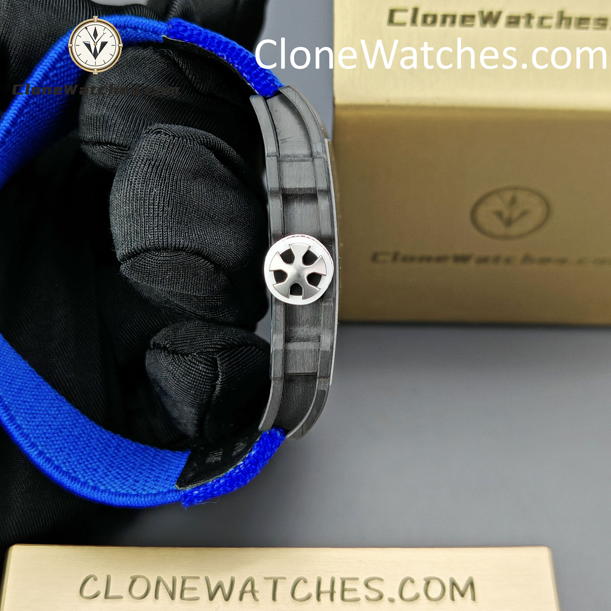 Richard Mille Super Clone Watches 1:1 RM 67 – 02 Carbon Tourbillon Blue Strap