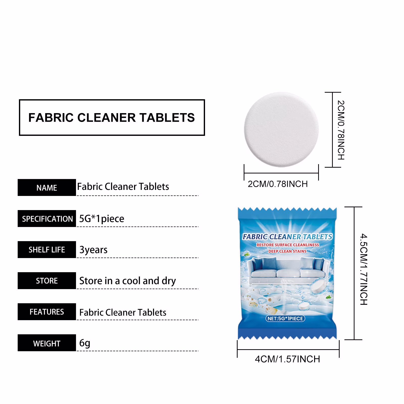 Grrvtrz Fabric Sofa Cleaning Tablets,Cleaning Supplies,Home Cleaning Products