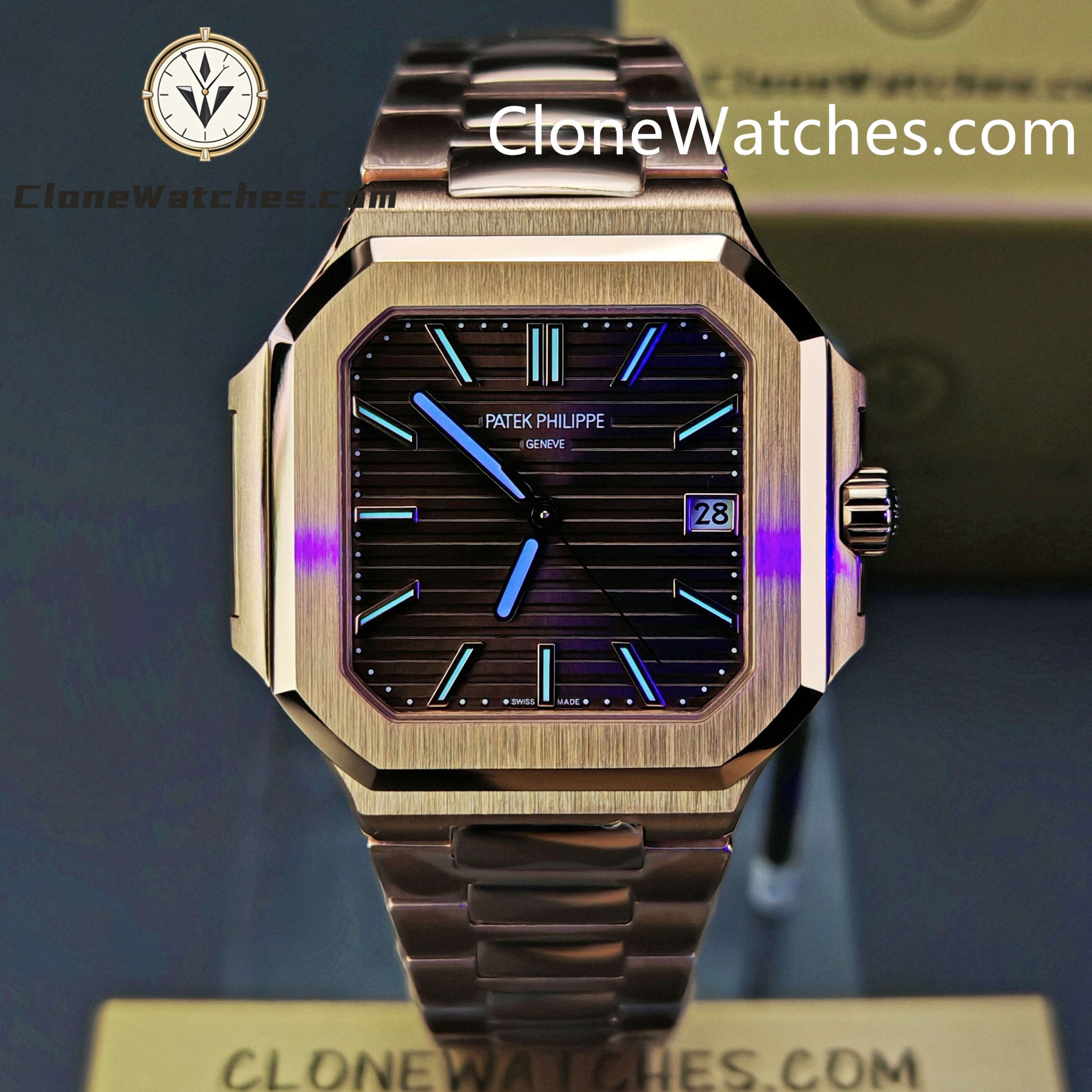 Patek Philippe Super Clone Watches 1:1 CUBITUS Rose Gold 7128/1R-001 Brown Dial