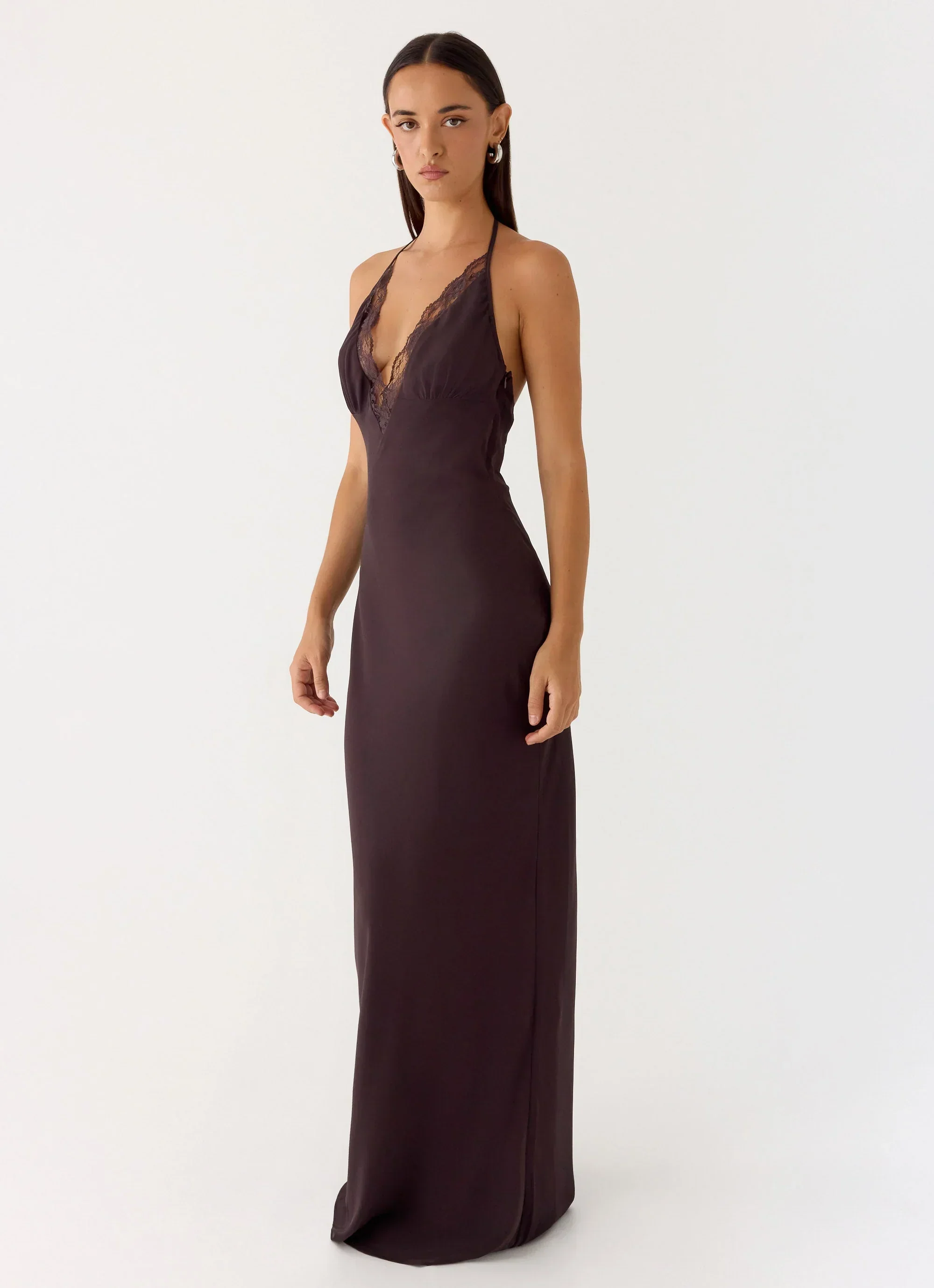 Indya Halter Maxi Dress - Chocolate