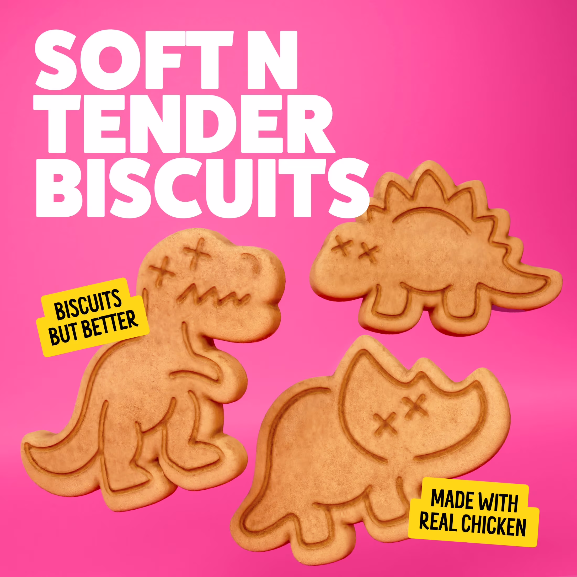 BONKERS Soft & Meaty Dog Treats Made with Real Chicken, Dinosaur Shapes, 5.6 oz Bag