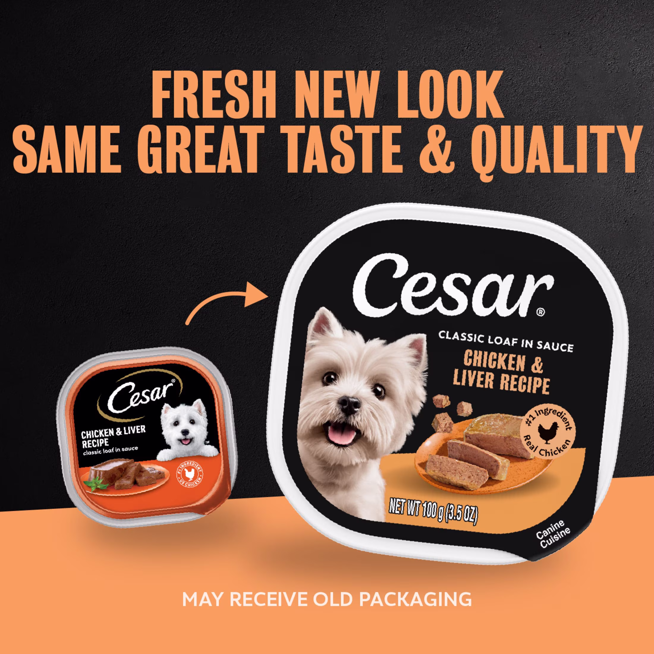 Cesar Classic Loaf in Sauce Wet Dog Food Chicken & Liver Flavor, 3.5 oz. Easy Peel Tray