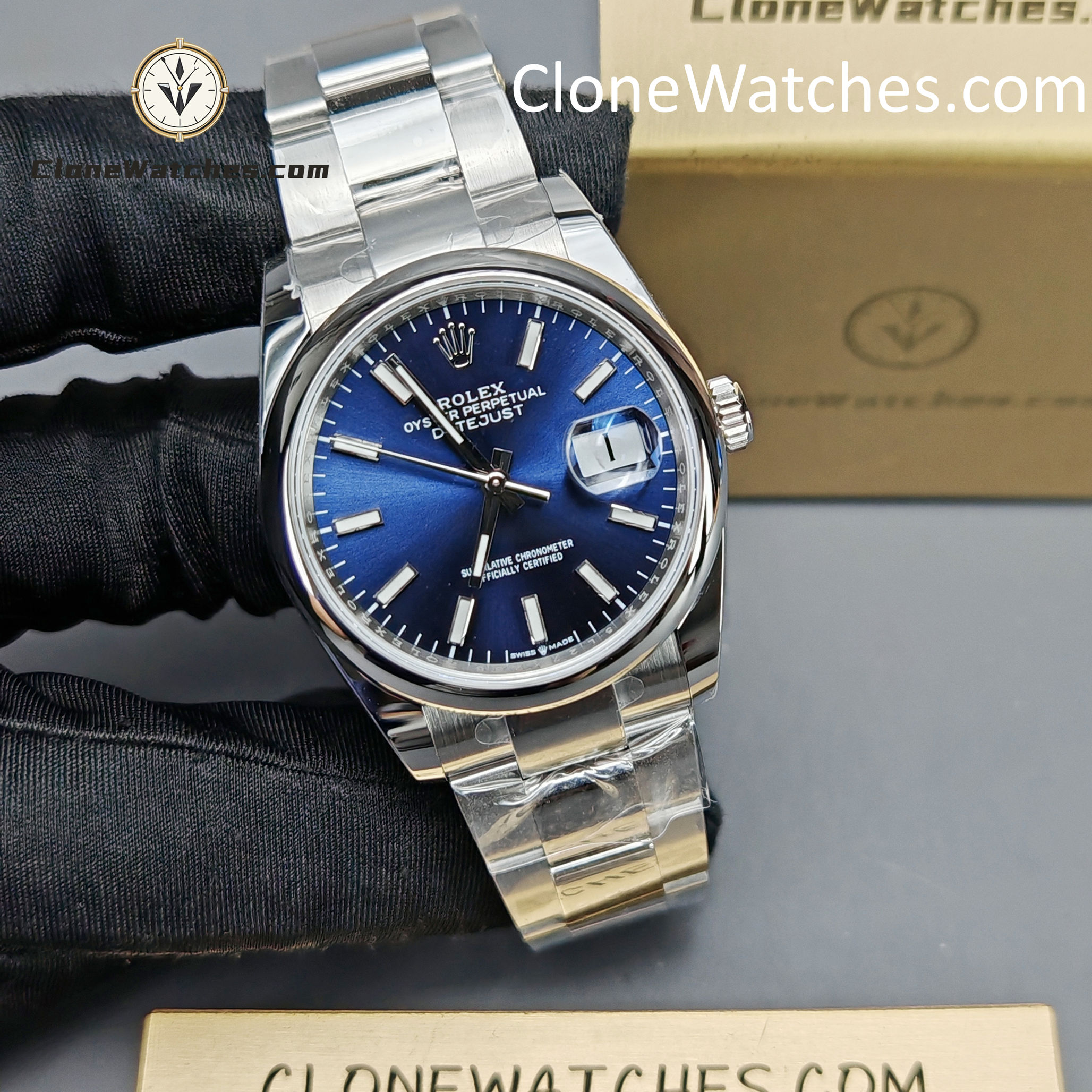 Rolex Super Clone Watches 1:1 DateJust Blue Dial m126200-0006 Oyster 36MM 3235 Movement