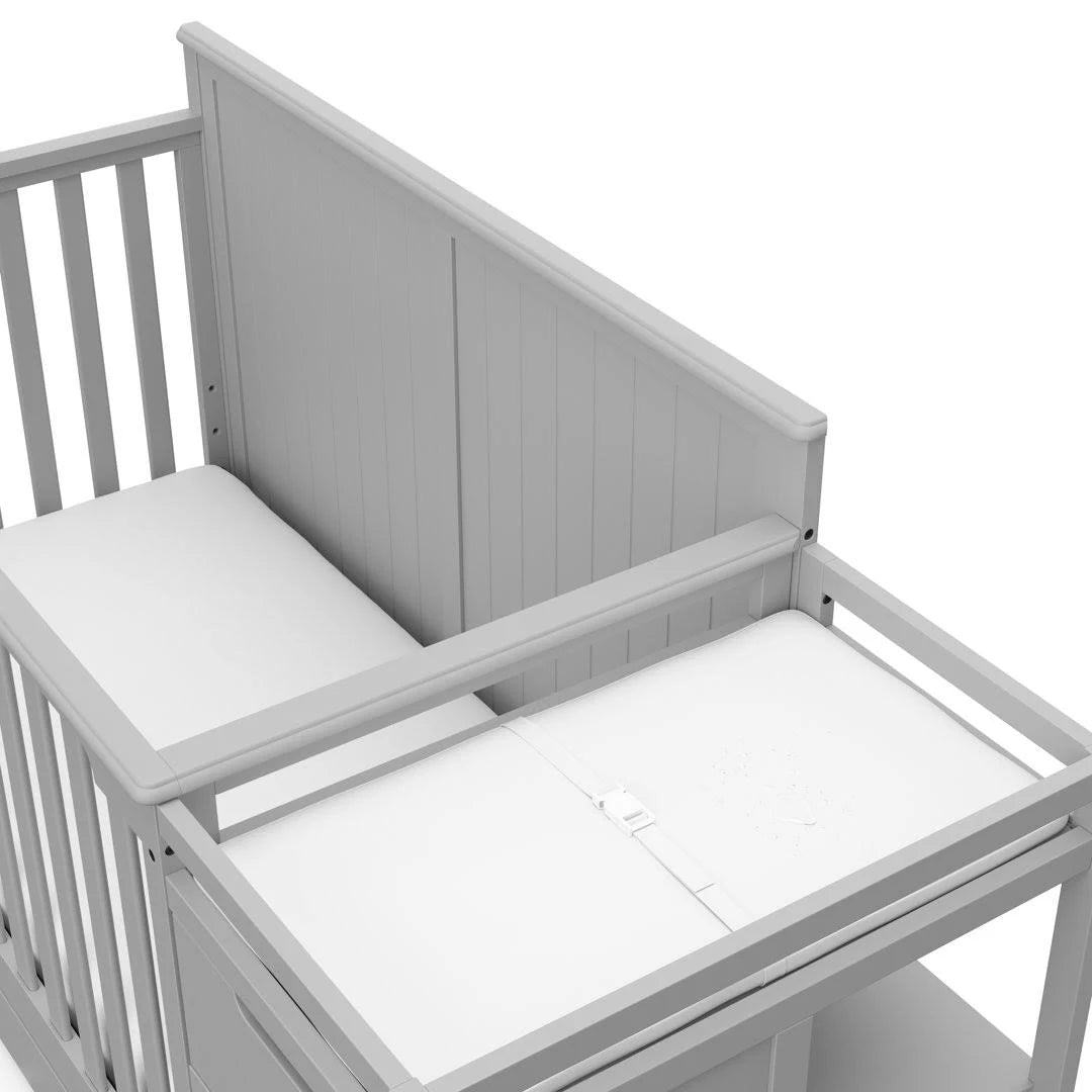 Graco Hadley 5-in-1 Convertible Crib and Changer with Drawer Pebble G - MadeInUSA