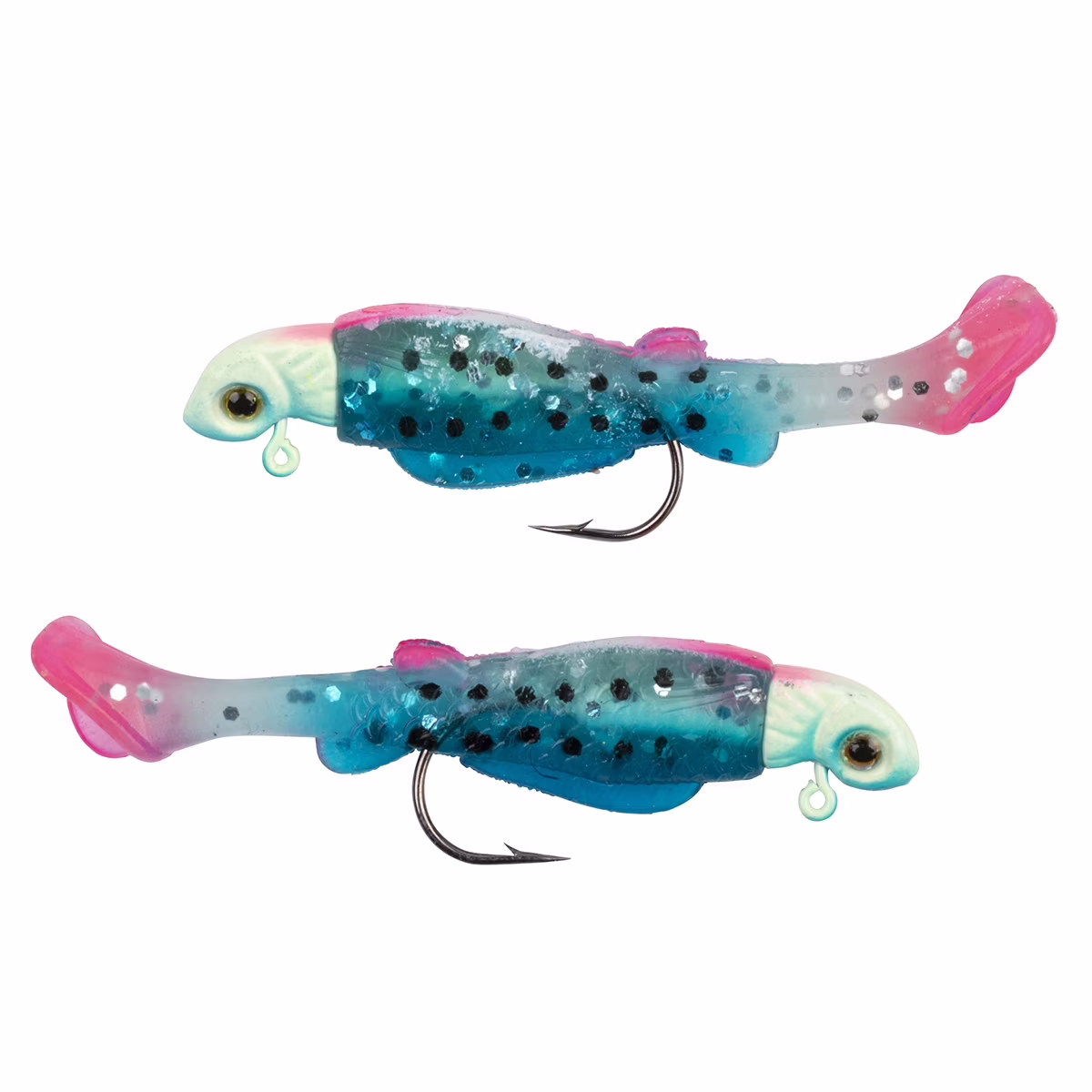(2 pack) Ozark Trail 1/8 oz Freshwater Rigged Panfish Minnow Fishing Lure, Blue & Pink, 2-Pack