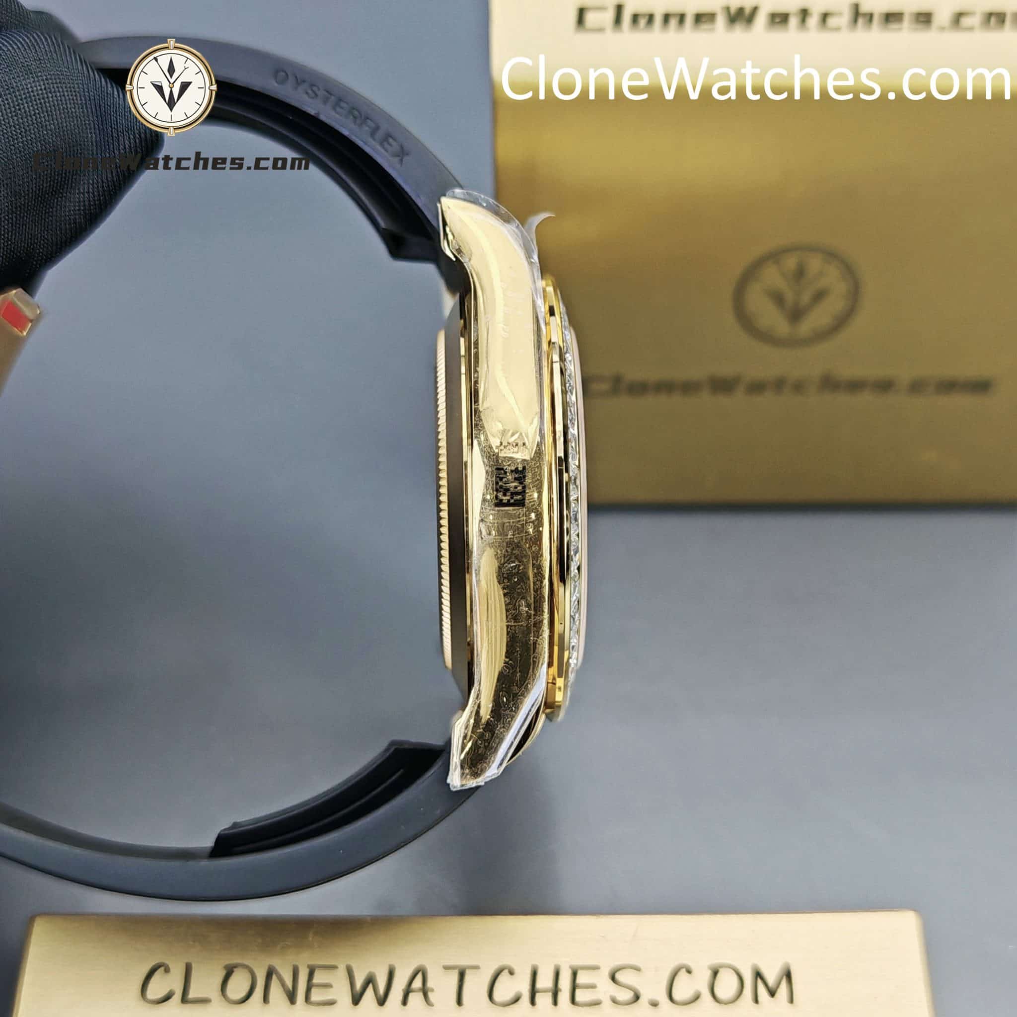 Rolex Super Clone Watches 1:1 Daytona 18K Gold 116588TBR Eye of the Tiger Diamonds Dial 4130 Movement