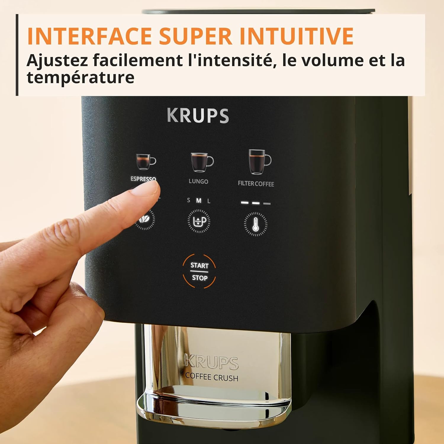 Machine café grains Coffee Crush Extra compacte nettoyage facile noir