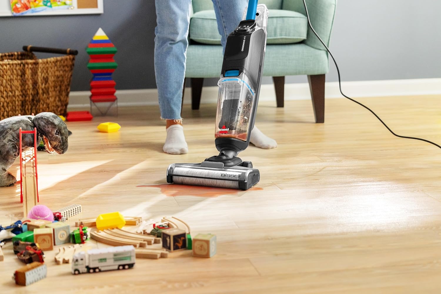 Aspirateur balai laveur filaire aspire et lave sols durs