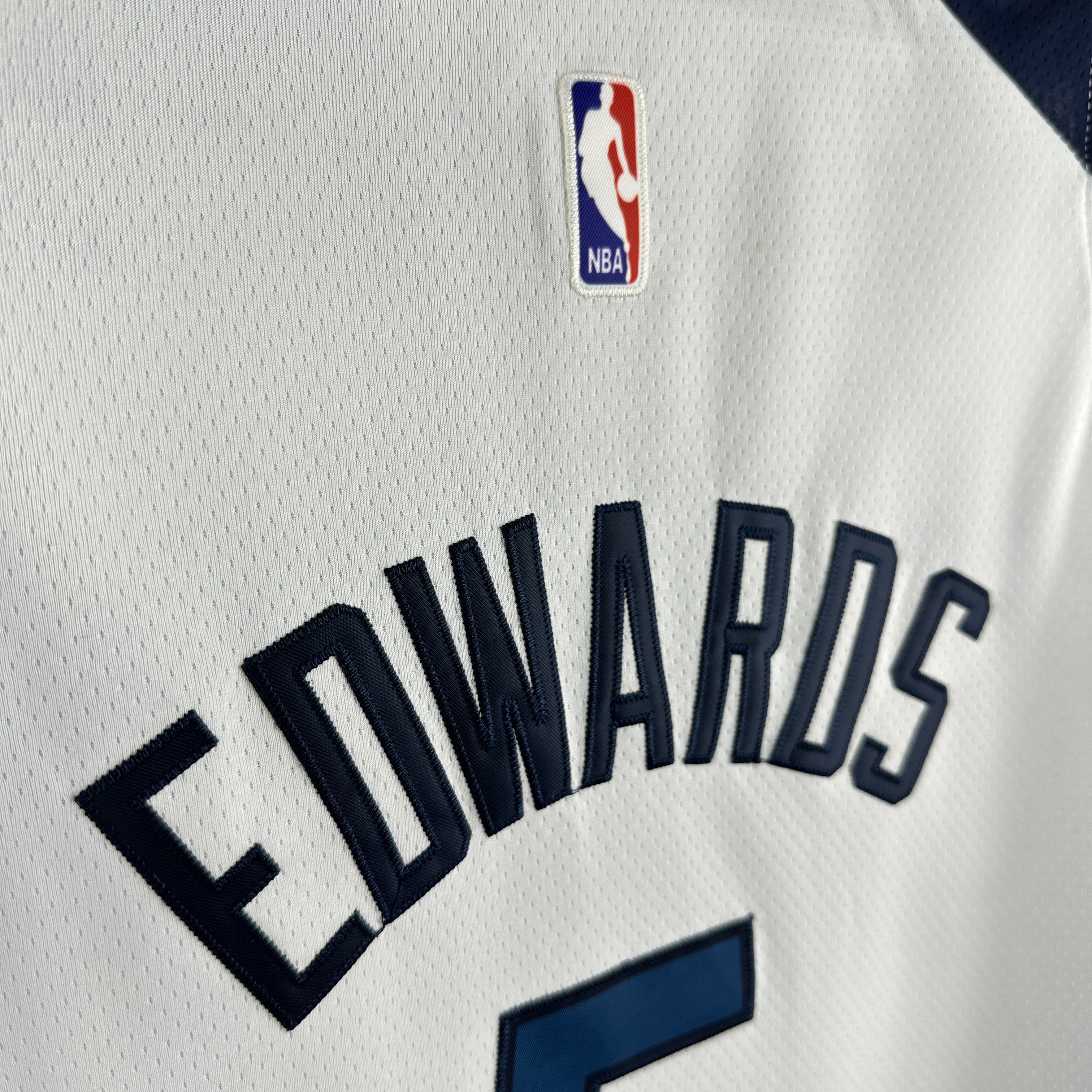 Embroidery Timberwolves White No. 5 Edwards