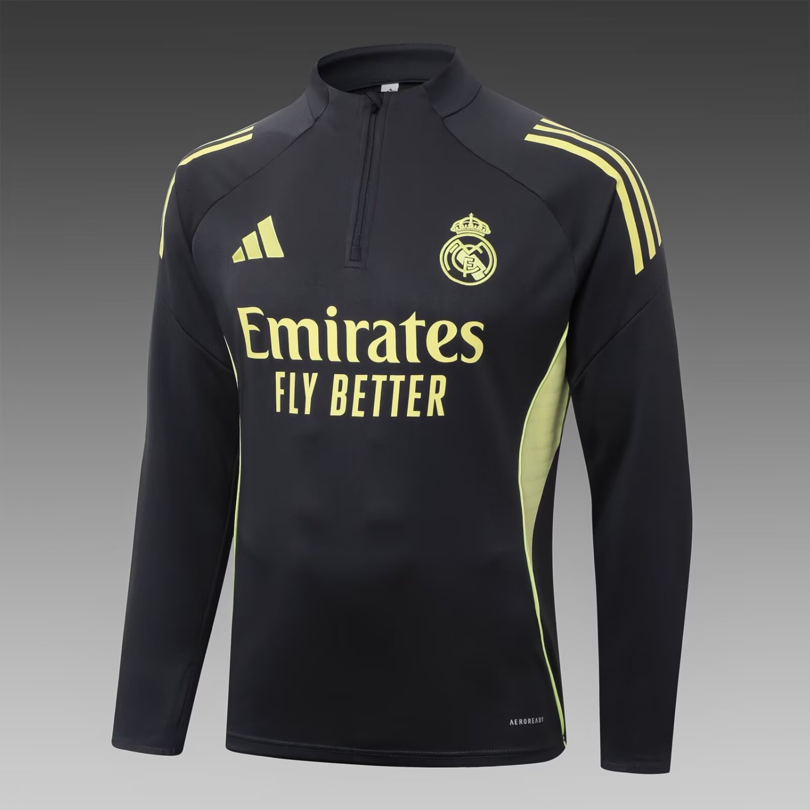 2025/26 Real Madrid dark grey half-zip training jersey