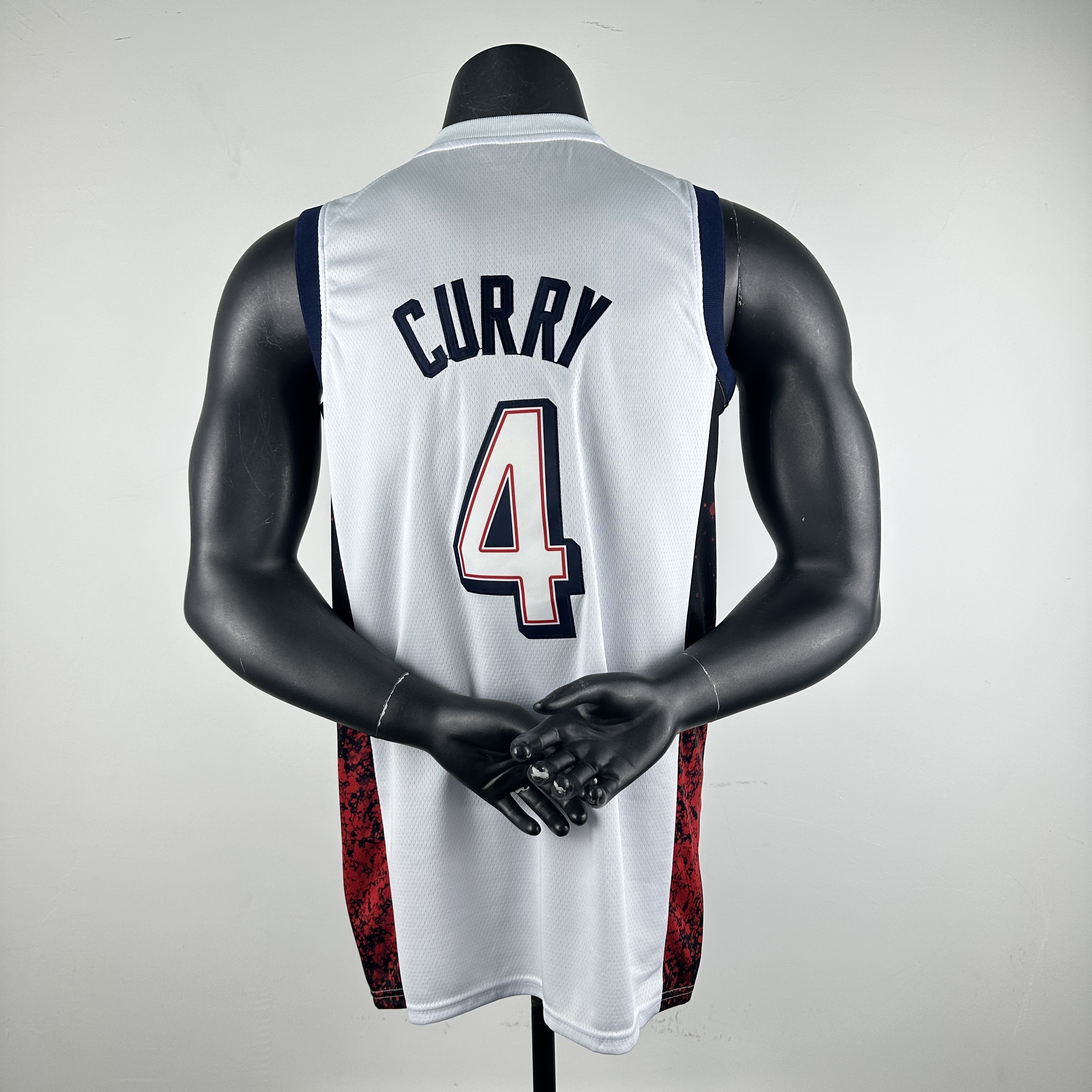 Embroidered 24th season USA team white No. 4 Curry