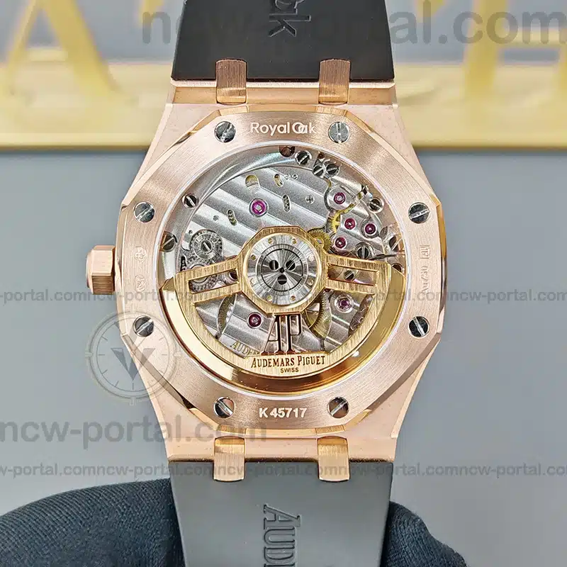 Audemars Piguet Super Clone Watches 1:1 Royal Oak 15510 Rose Gold Black Dial & Black Rubber Strap 41MM