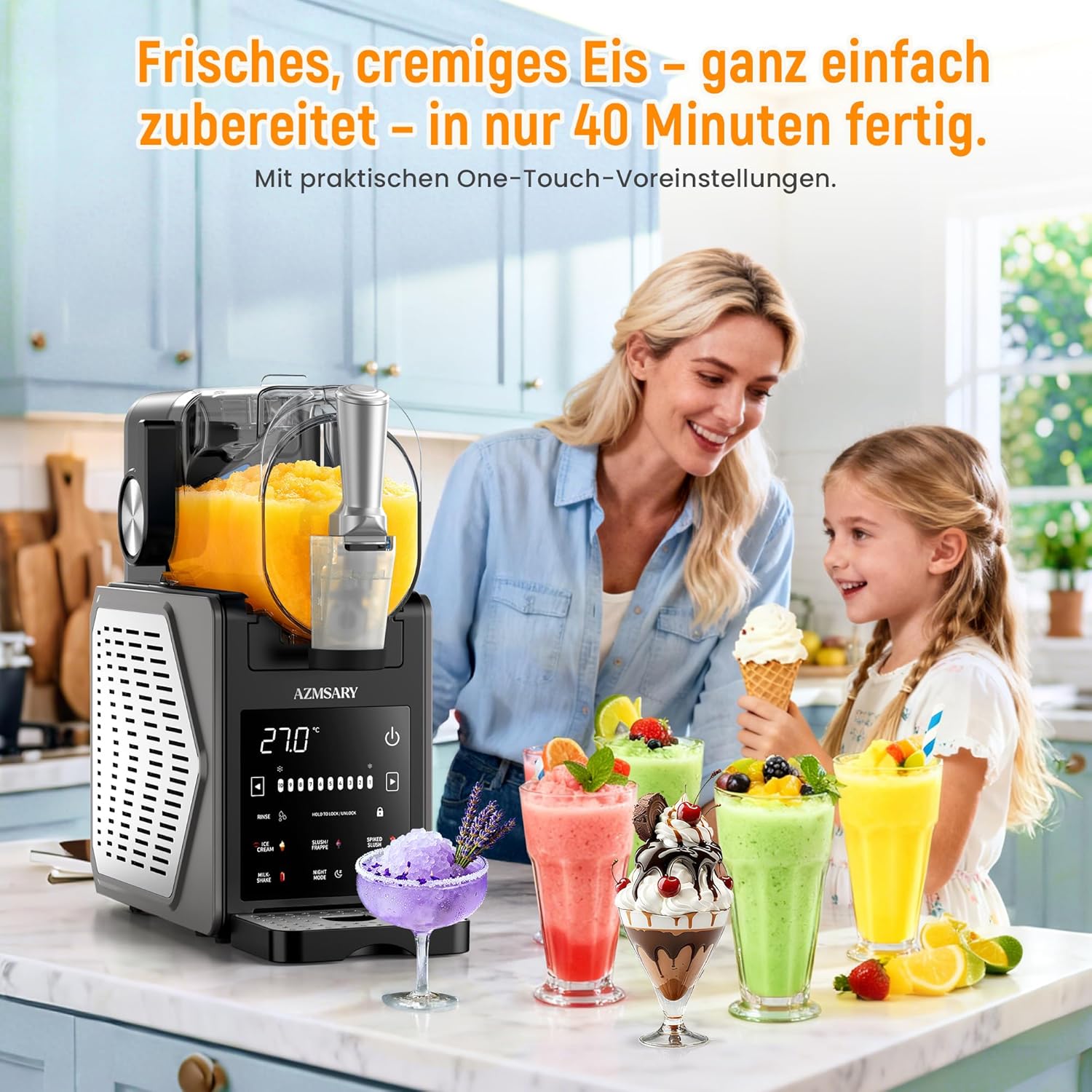 Machine granita 2,5 L écran LED 6 programmes nettoyage automatique