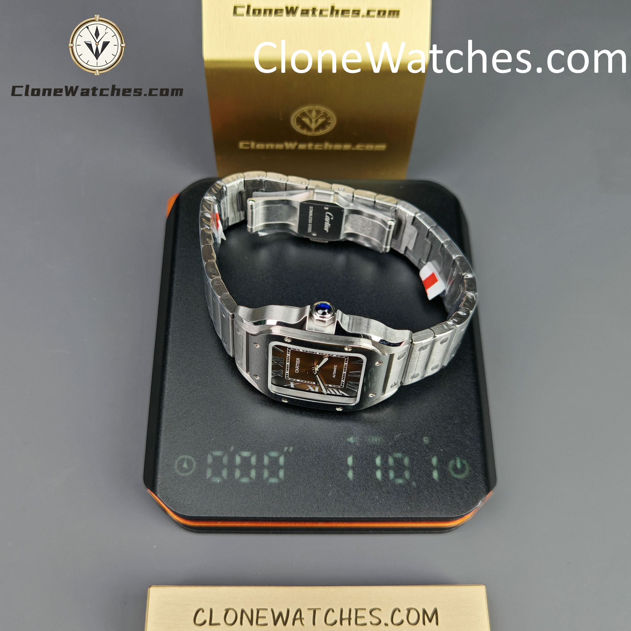 Cartier Super Clone Watches 1:1 Santos Series Gradient Brown Dial 35.1MM WSSA0065