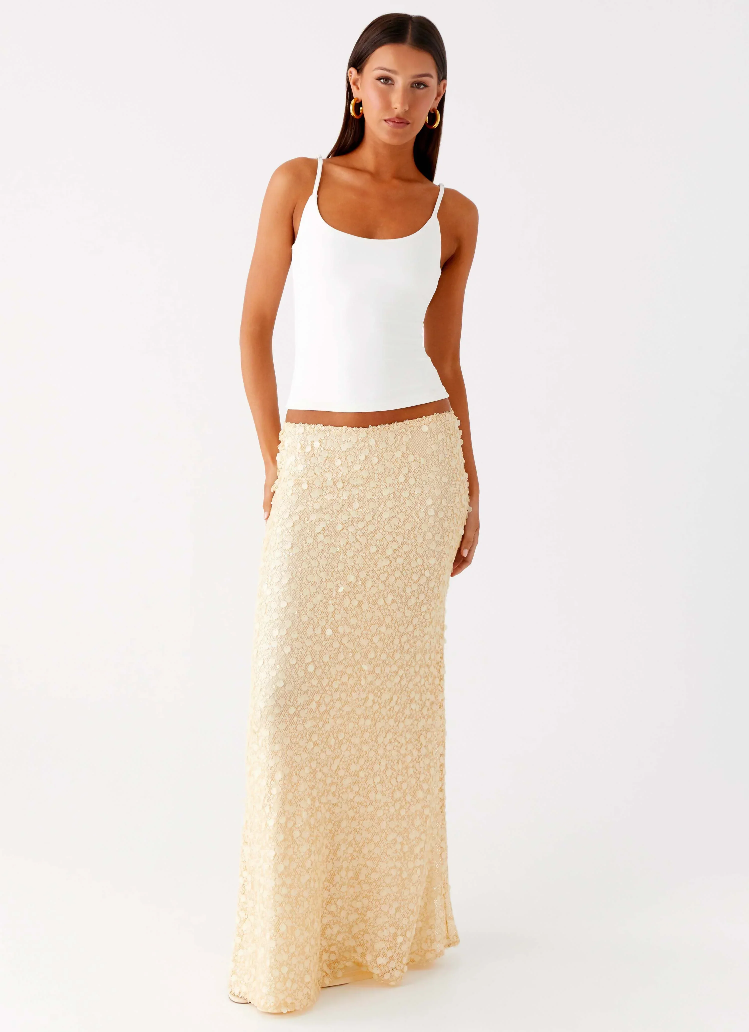 Honestly Sequin Maxi Skirt - Yellow