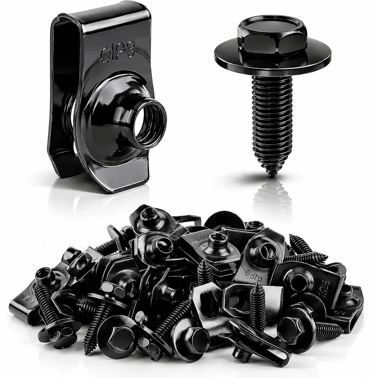 ⚙️ 40PCS 1/4'' Body Bolts & U-Nut Clips Kit, Universal Automotive Fender Bumper Splash Shield Fastener Retainer Set