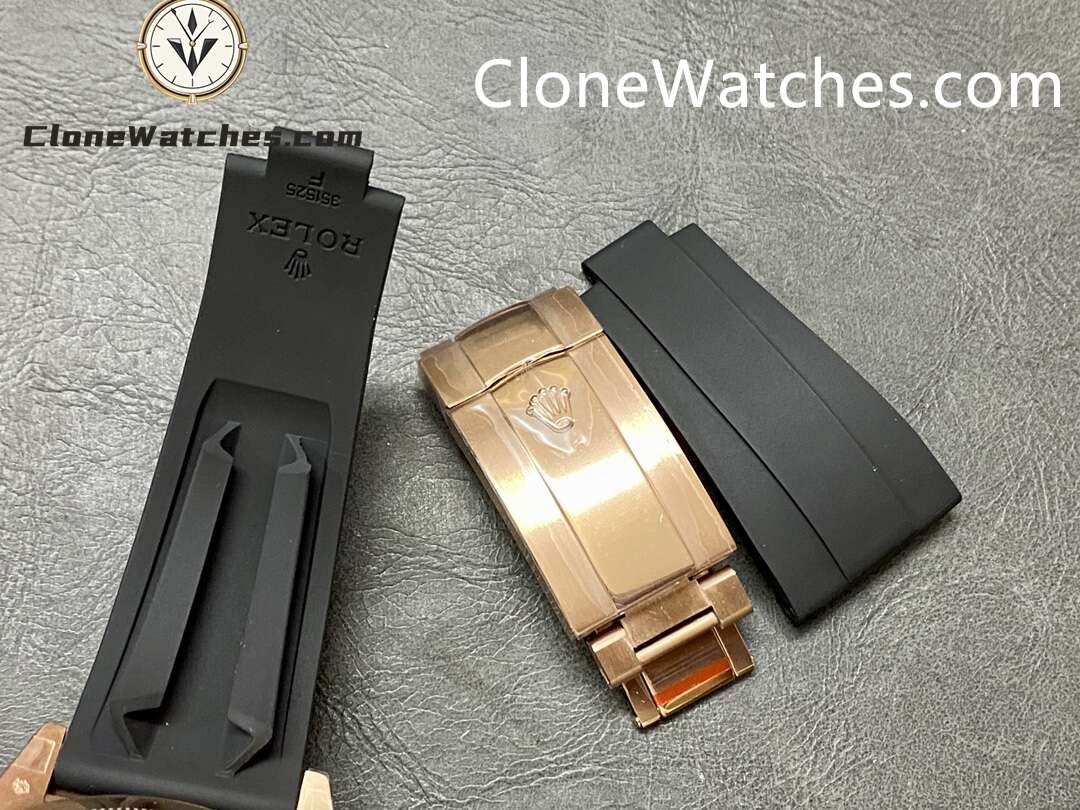 Rolex Super Clone Watch 1:1 Sky Dweller Rose Gold Black Dial m336235-0004 42MM Rubber Strap