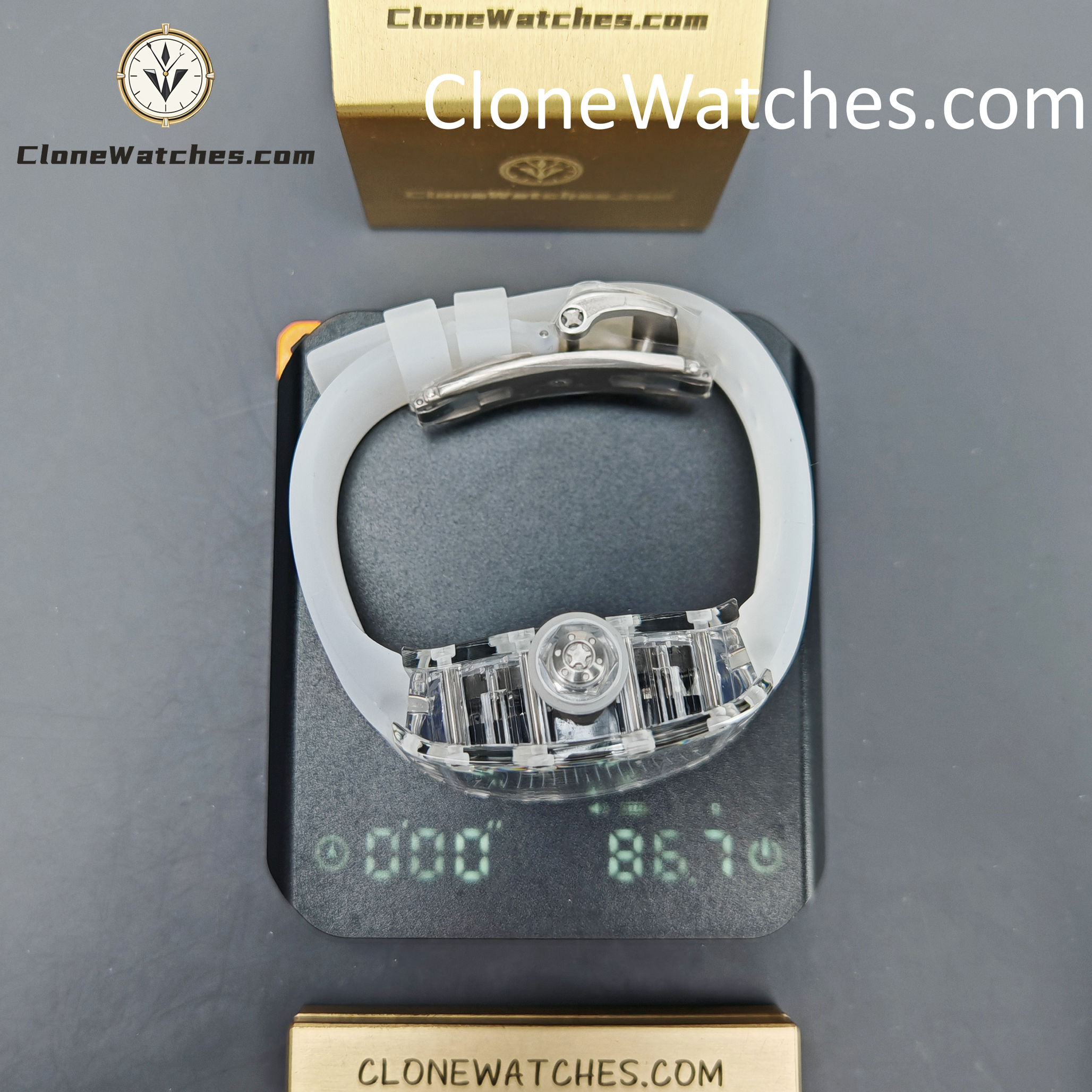 Richard Mille Super Clone Watches 1:1 RM 027 – 03 Full Transparent Tourbillon White Strap