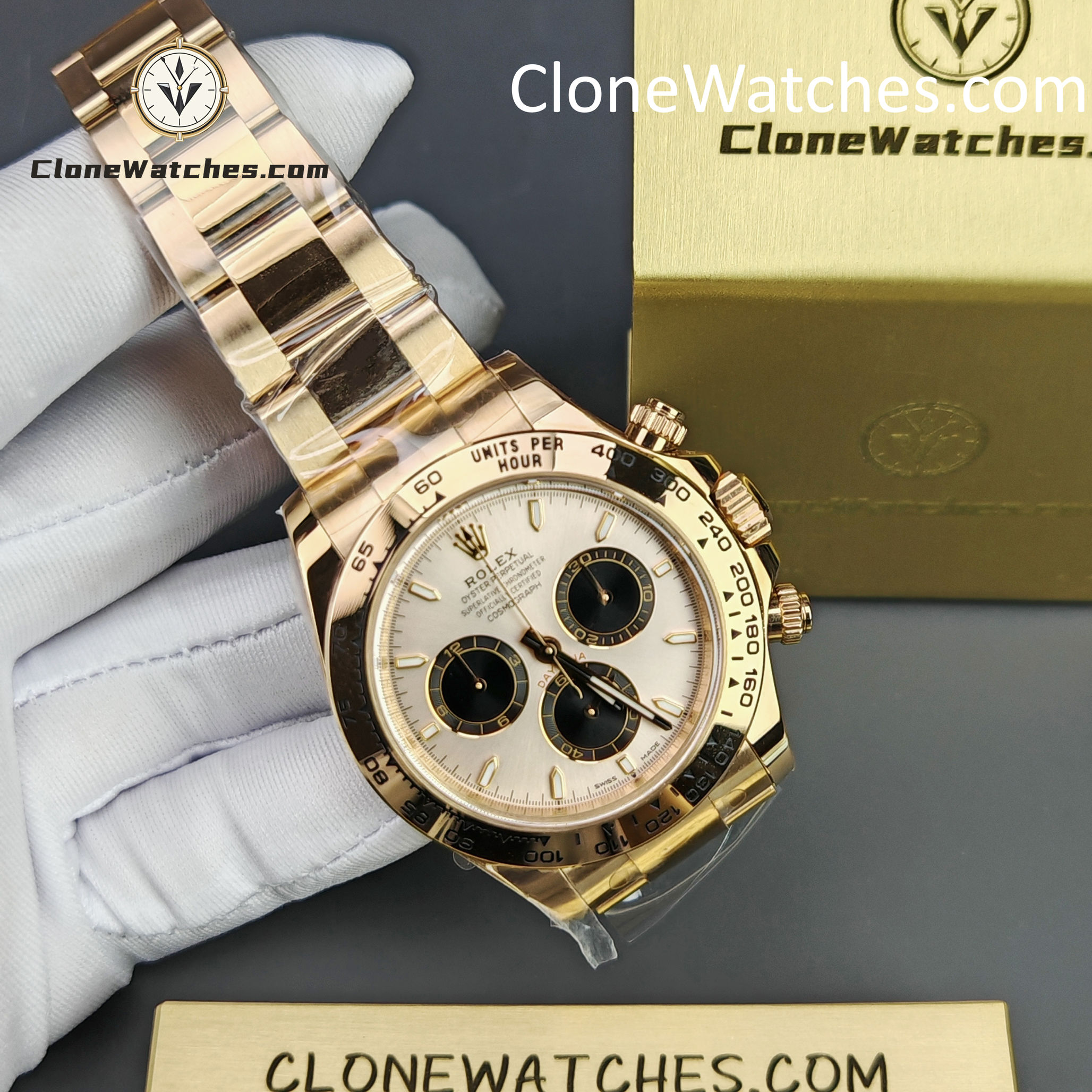 Rolex Super Clone Watches 1:1 Daytona Sundust Dial Rose Gold 126505-0003 4131 Movement