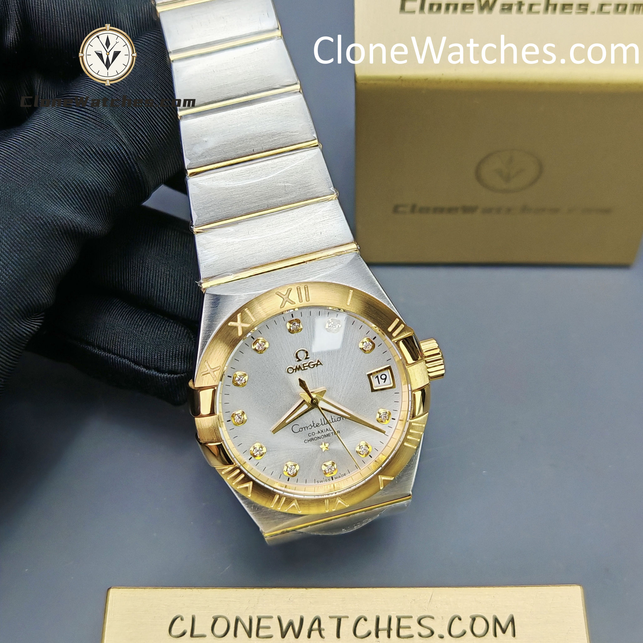 OMEGA Super Clone Watches 1:1 Constellation steel �� 18k gold on steel 123.20.35.20.52.002 35mm