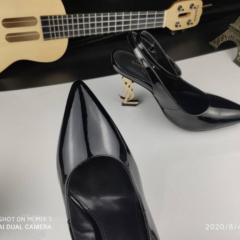Saint Laurent YSL Pointed patent leather high heels 10.5CM Slide Sandal