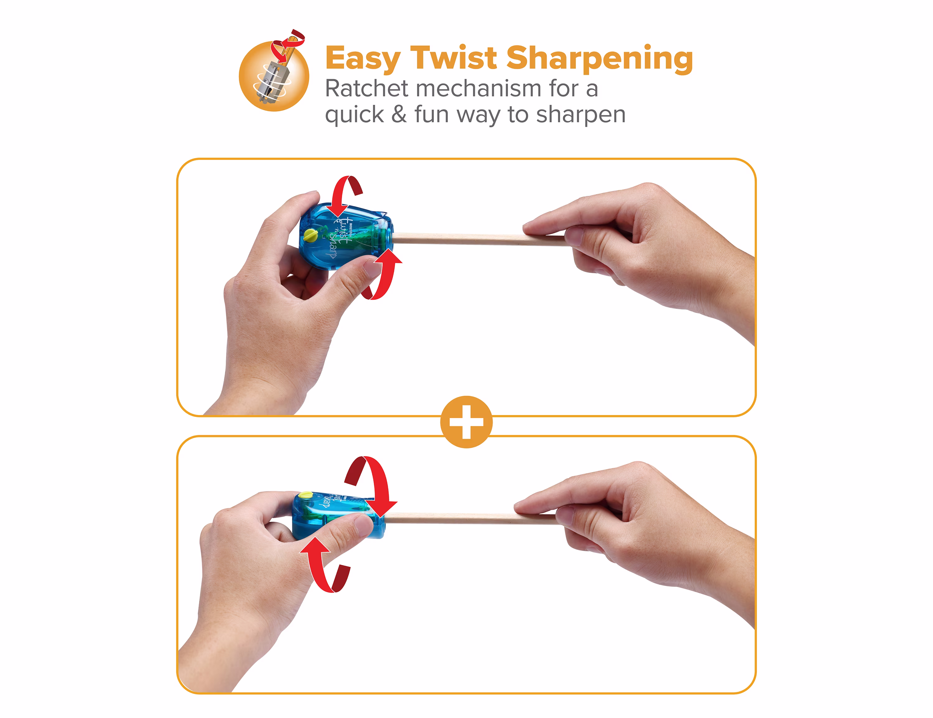 Bostitch Twist-N-Sharp Pencil Sharpener Handheld-Blue-1 Each