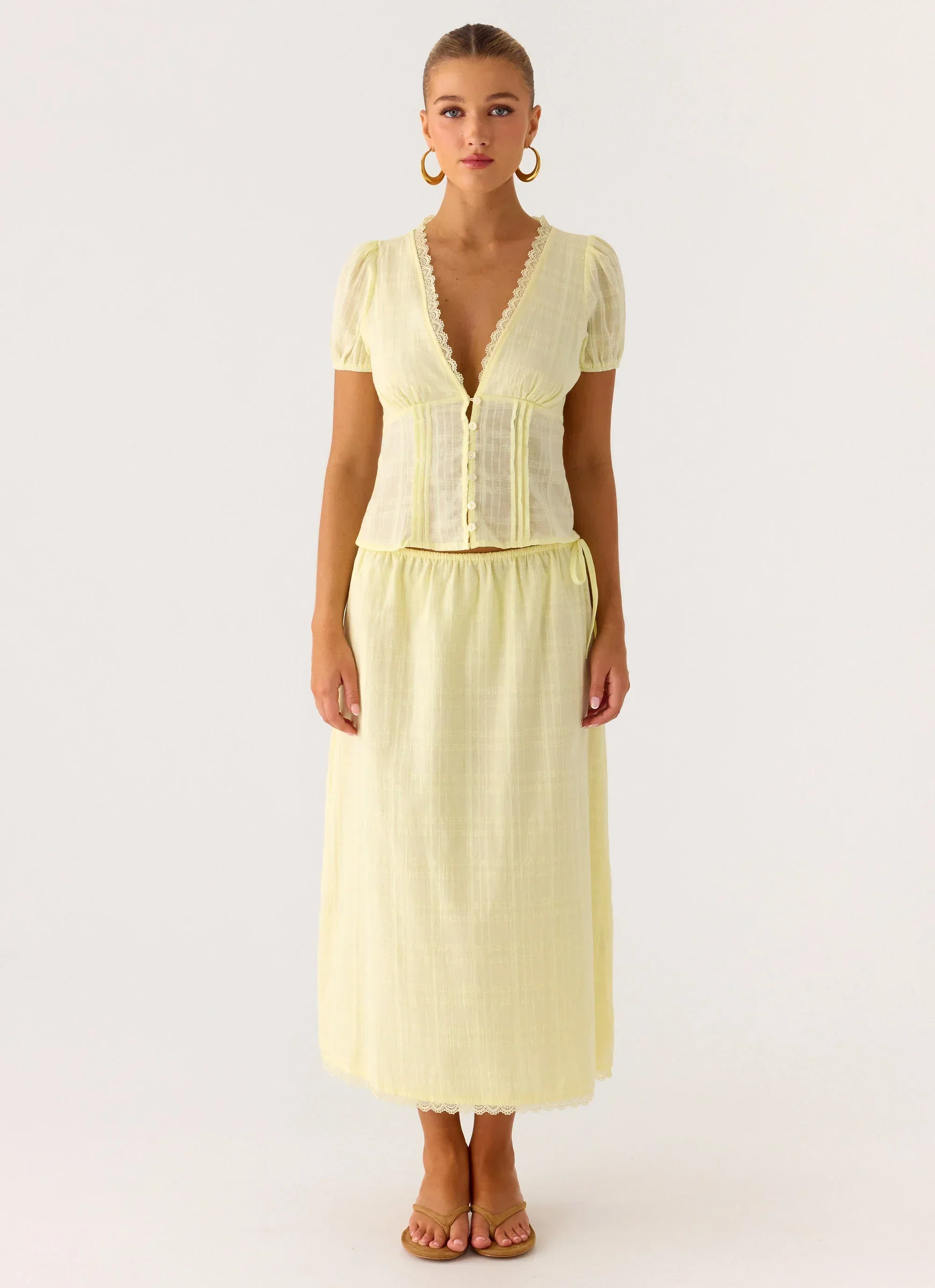 Sweet Lullaby Midi Skirt - Lemon Yellow
