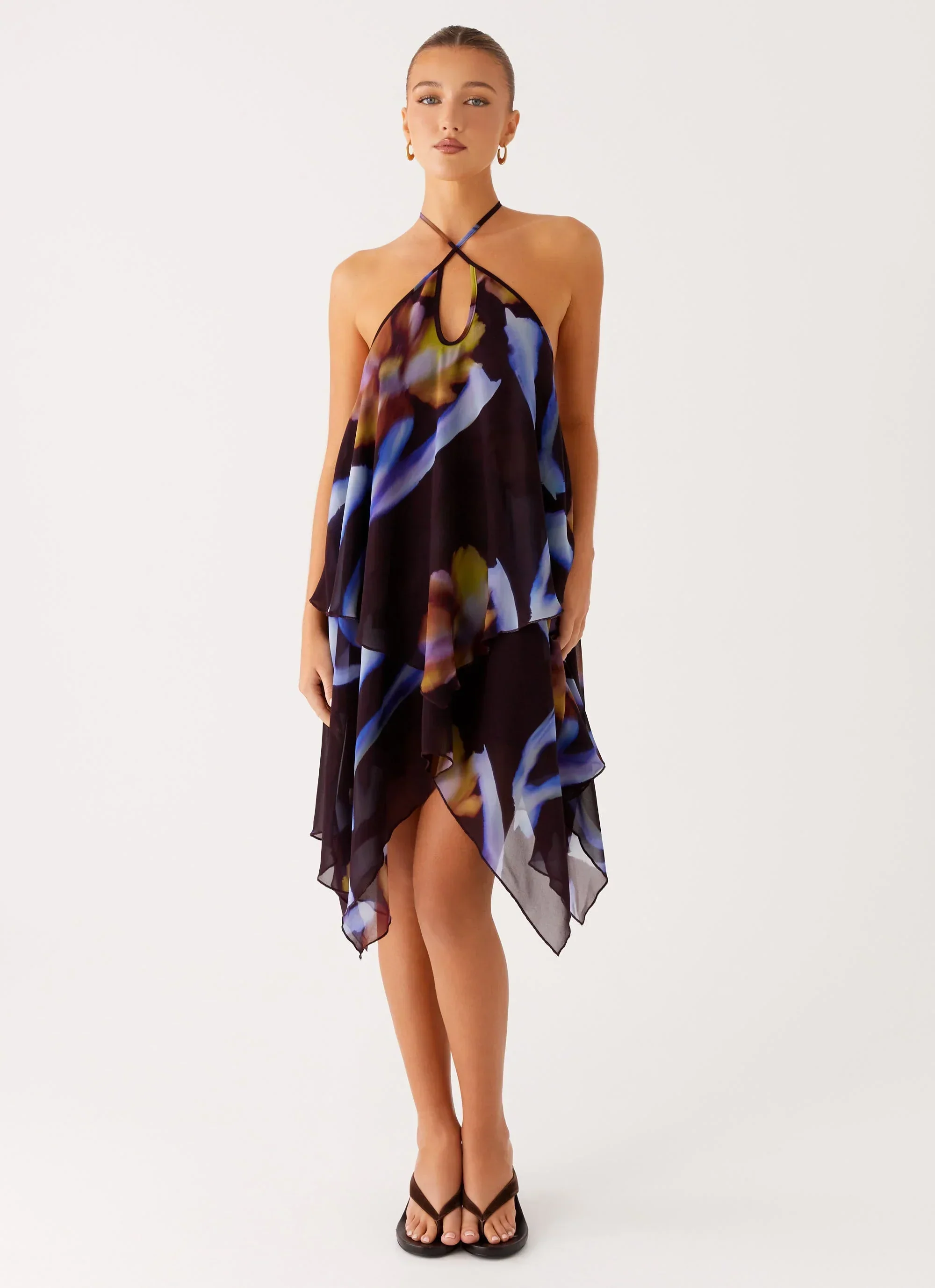 Verbena Midi Dress - Dark Floral