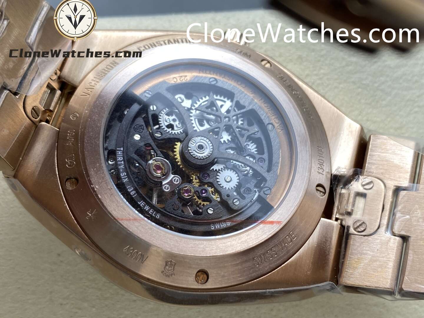 Vacheron Constantin Super Clone Watches 1:1 Overseas Series 4300V/220R-B642 Rose Gold Skeleton Dial