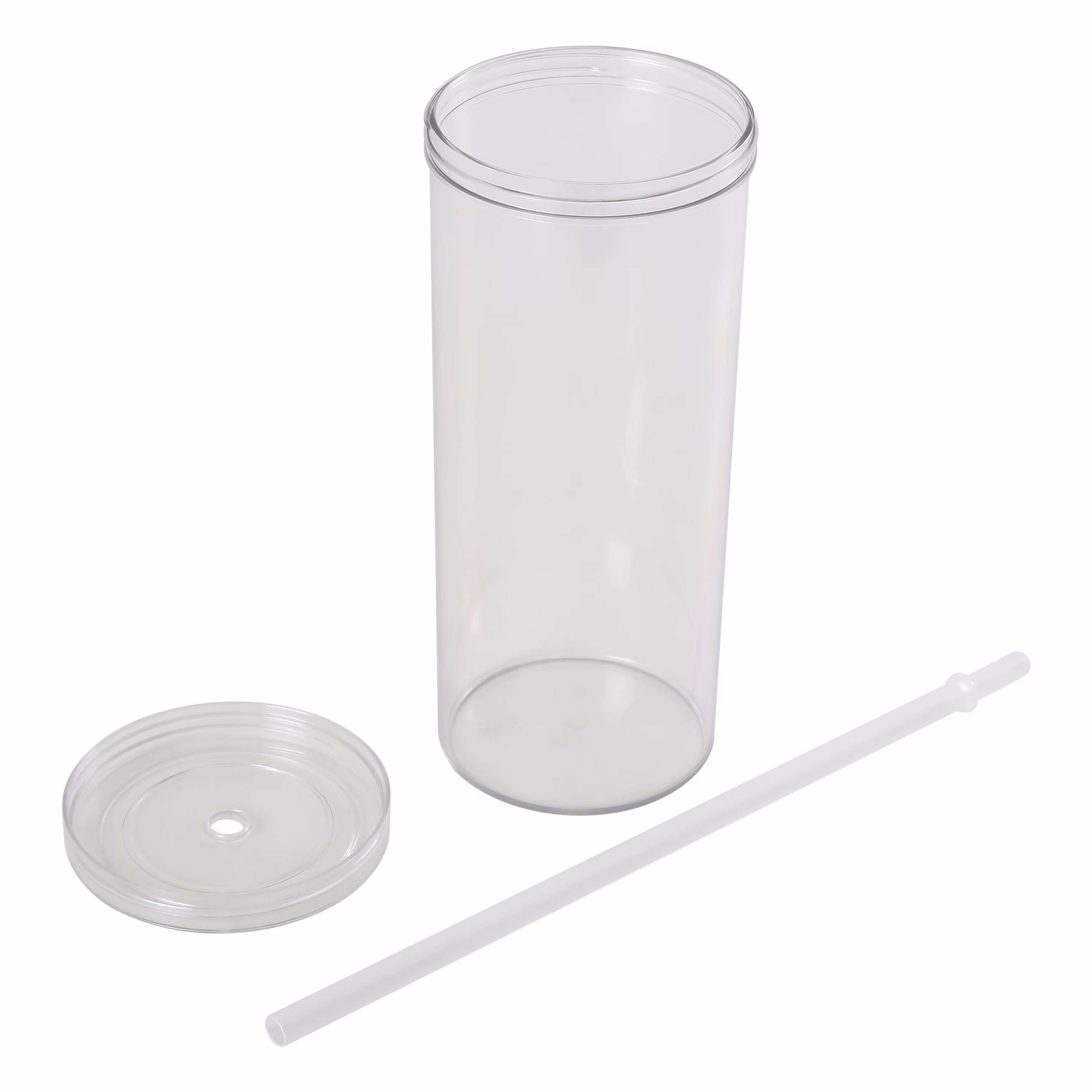 Mainstays 20 oz Clear Plastic Tumbler with Screw Top Lid and Straw