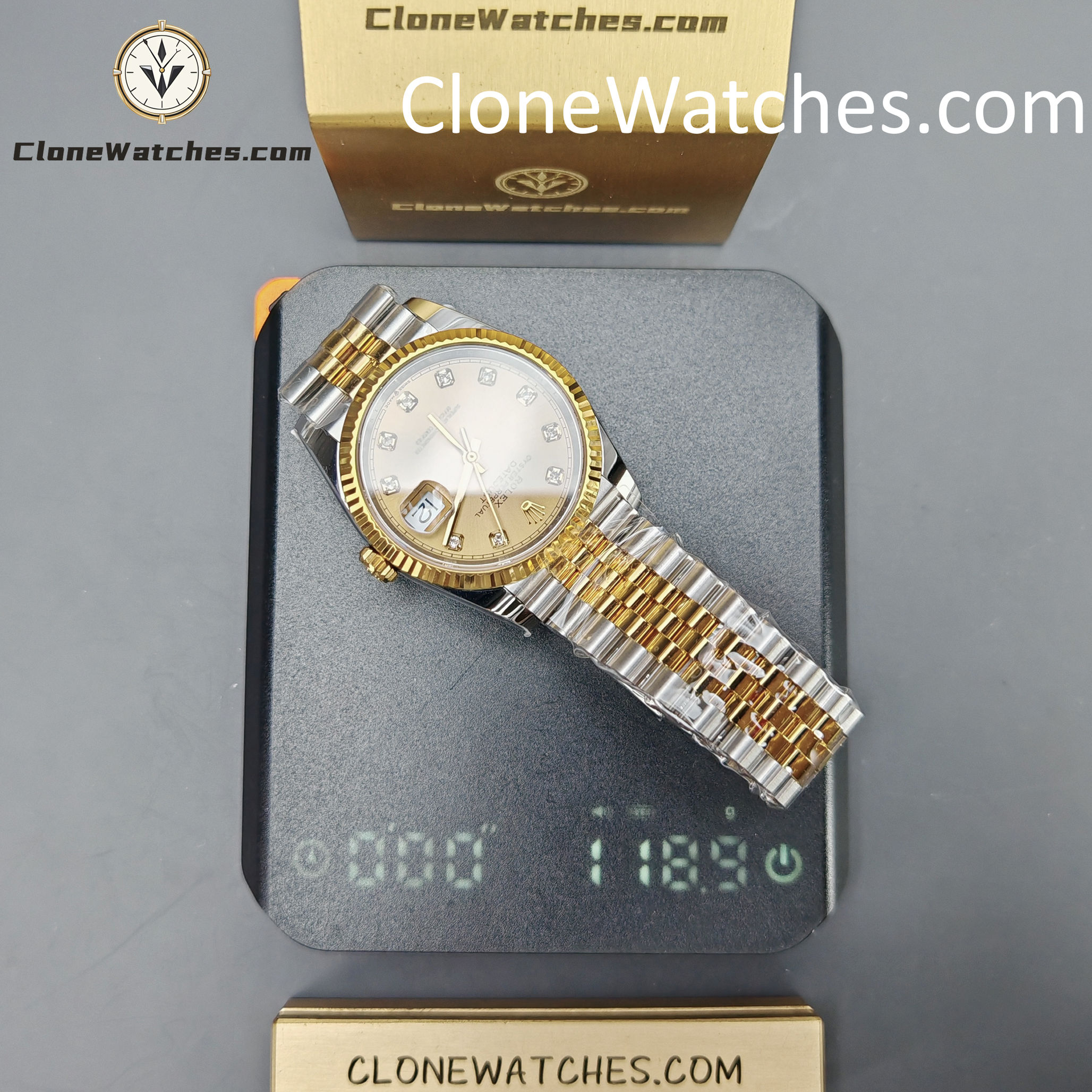 Rolex Super Clone Watches 1:1 DateJust Gold Diamond Dial m126233-0017 Jubilee 36MM 3235 Movement